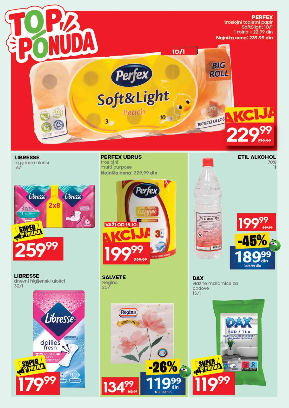 IDEA katalog, stranica 54 – Perfex toalet papir i ubrusi, Libresse ulošci, Rejting salvete i DAX prašak