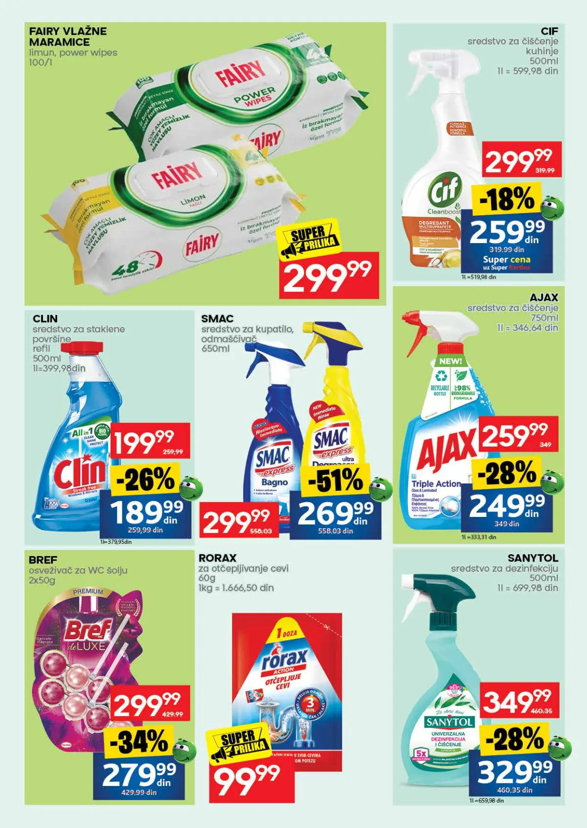 IDEA katalog, stranica 55 – Fairy vlažne maramice, Cif, Clin, Smac, Ajax, Bref, Froax i Sanytol
