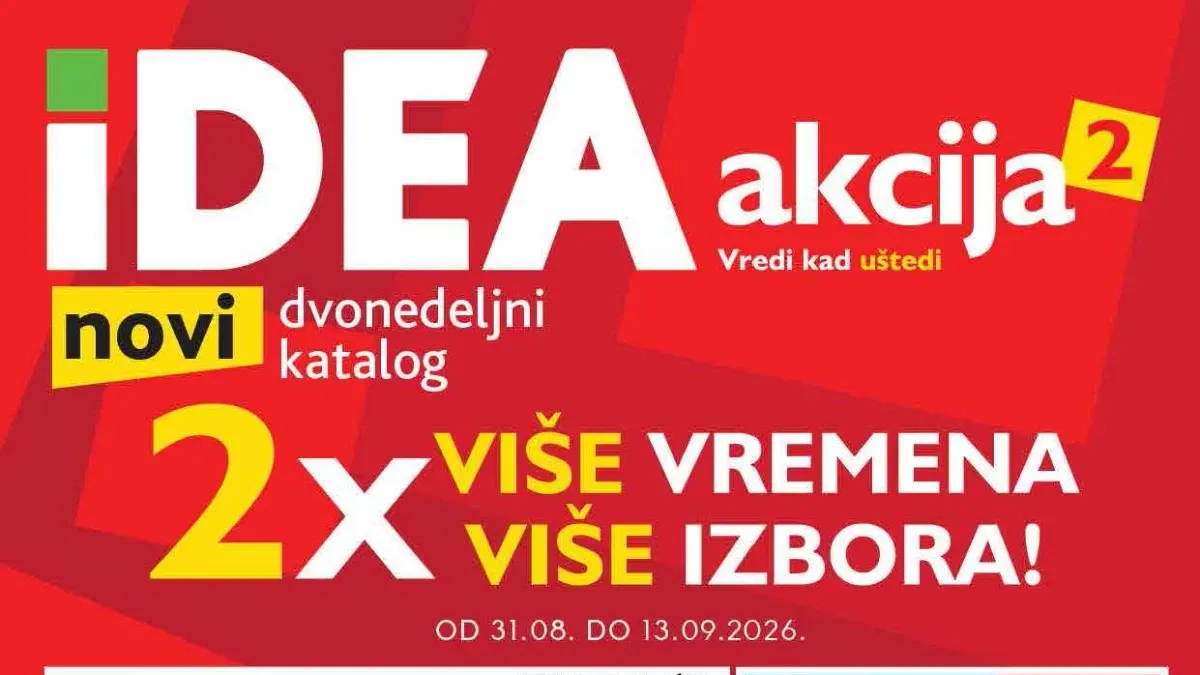 IDEA katalog od 31.08. do 13.09.2026. – dve nedelje akcija na hranu, piće i kućnu hemiju uz popuste do 61%