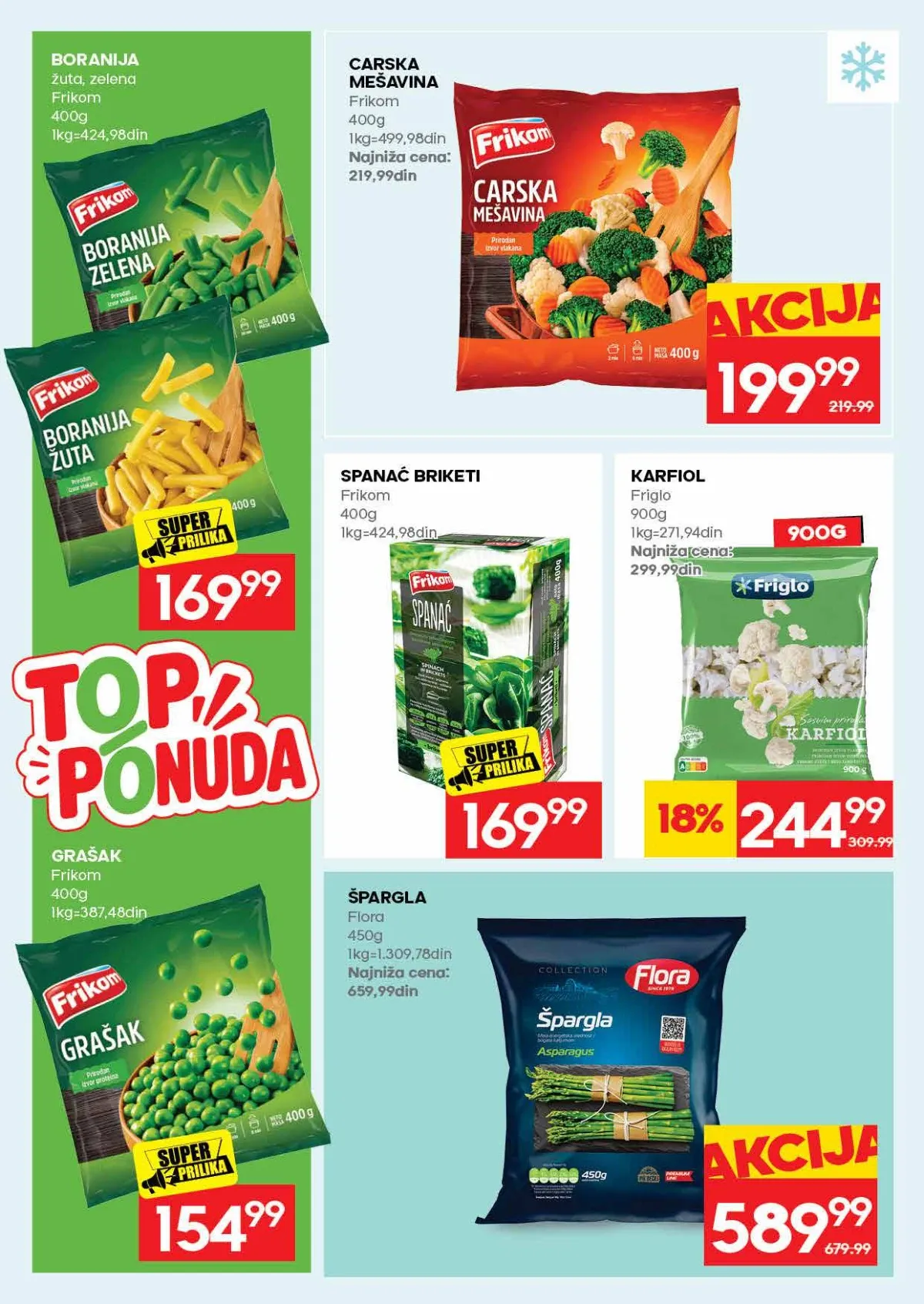 IDEA zamrznuti proizvodi IDEA akcija na zamrznuto povrće i gotova jela