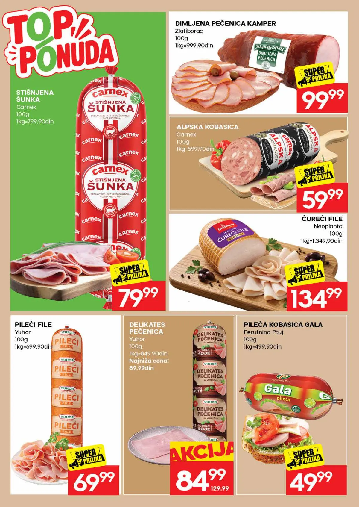 IDEA katalog strana 10 – Carnex šunka, kobasice, pileći file i suhomesnati proizvodi
