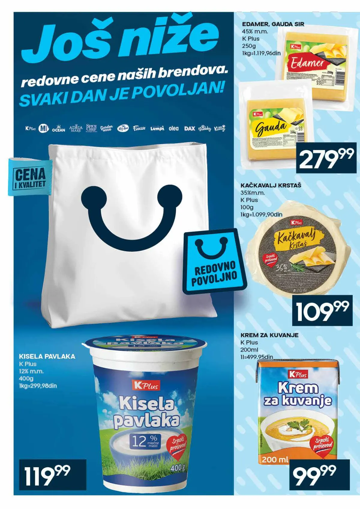 IDEA katalog strana 14 – K Plus kisela pavlaka, gauda, kačkavalj i krem za kuvanje