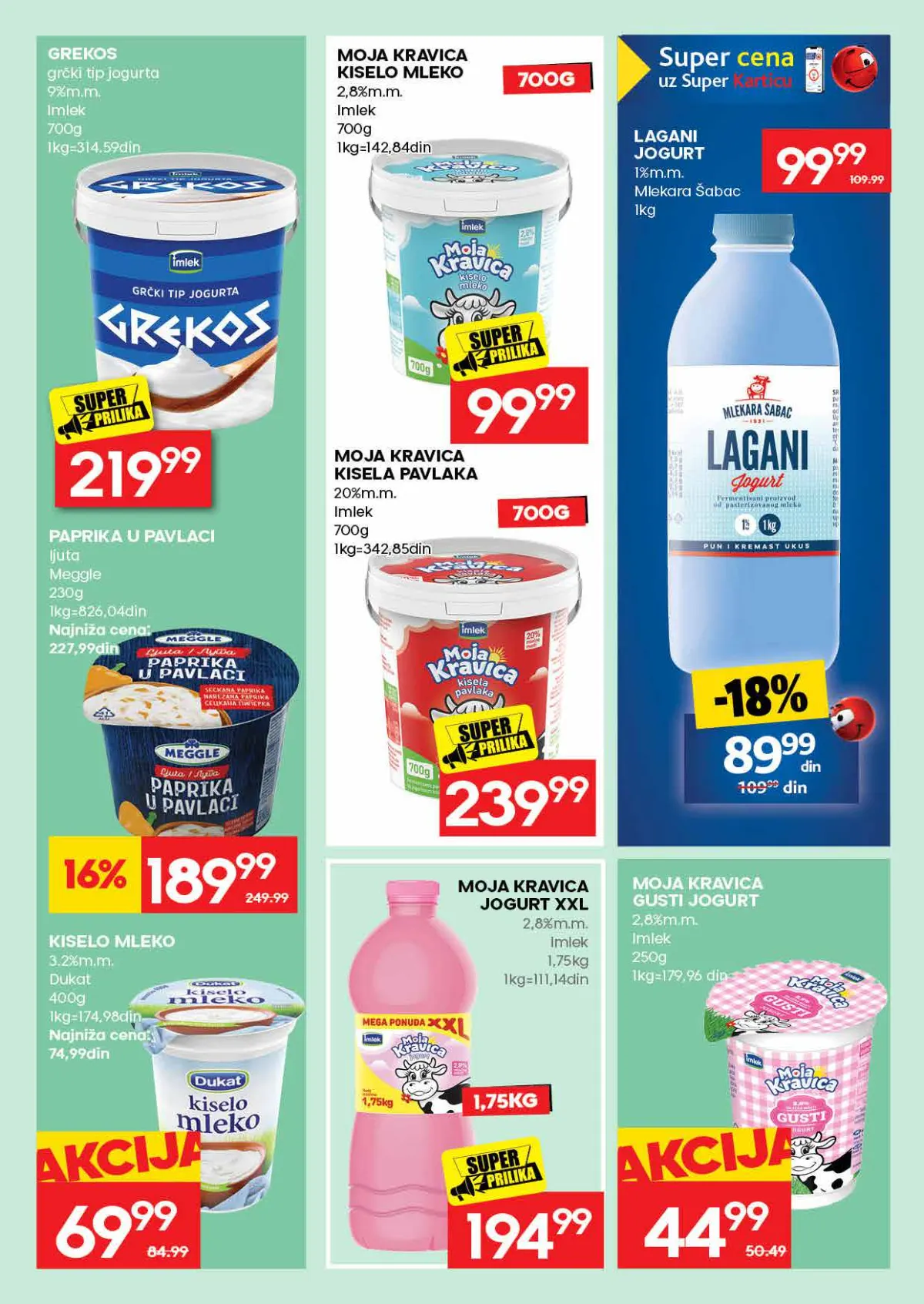 IDEA katalog strana 21 – grčki jogurt, kiselo mleko, Moja Kravica pavlaka i jogurt