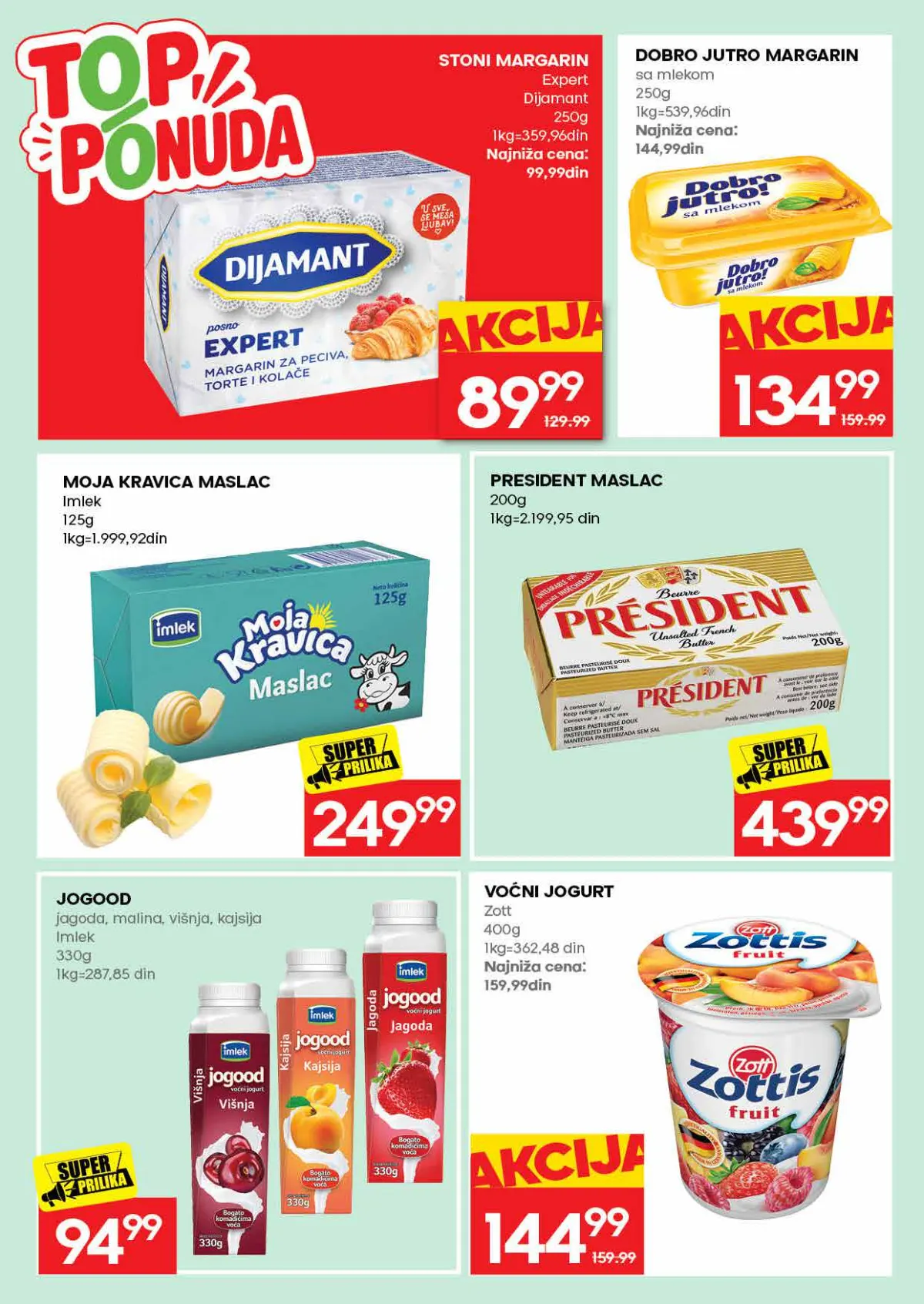 IDEA katalog strana 23 – Dijamant margarin, Moja Kravica maslac i President maslac