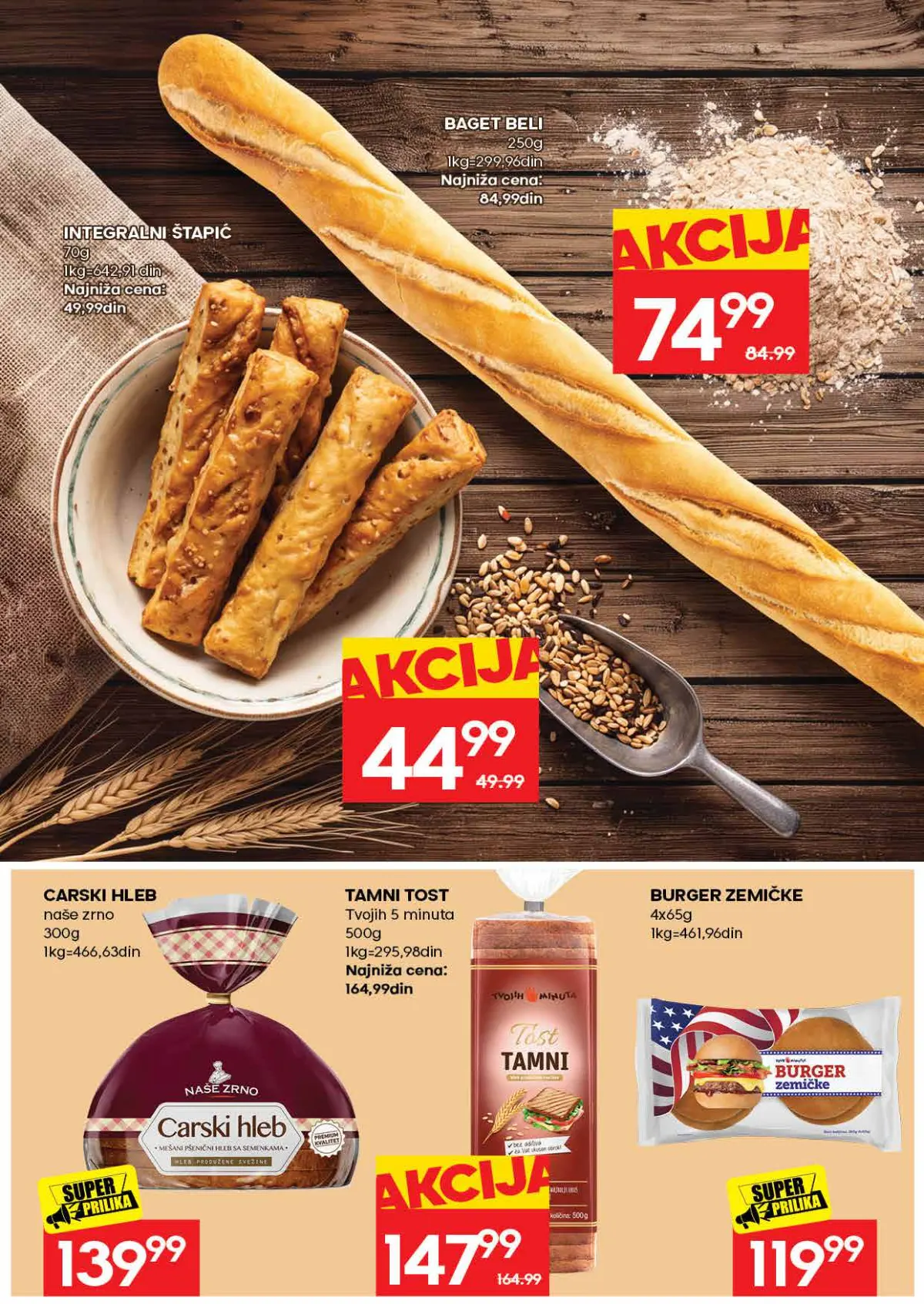 IDEA katalog strana 25 – integralni štapići, beli baget, carski hleb i tost