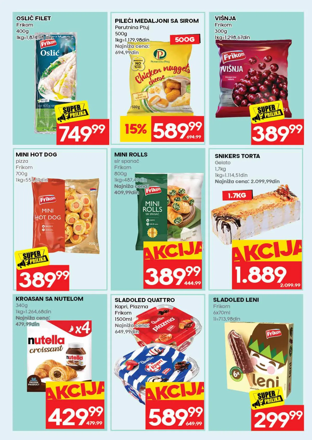 IDEA katalog strana 27 – Frikom oslić, pileći medaljoni, višnje, sladoled i torta