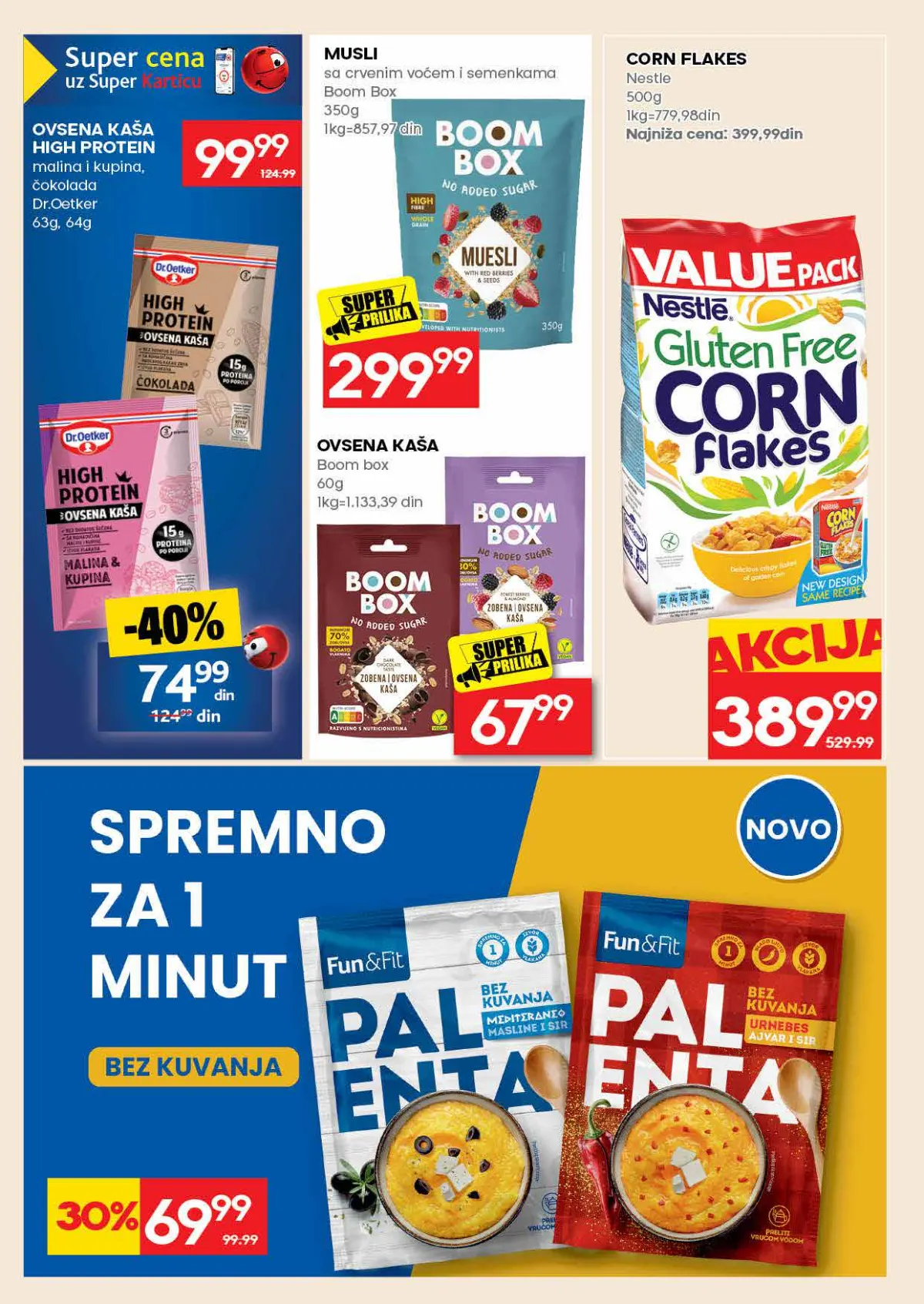 IDEA katalog strana 30 – ovsena kaša, Boom Box musli, Corn Flakes i palenta