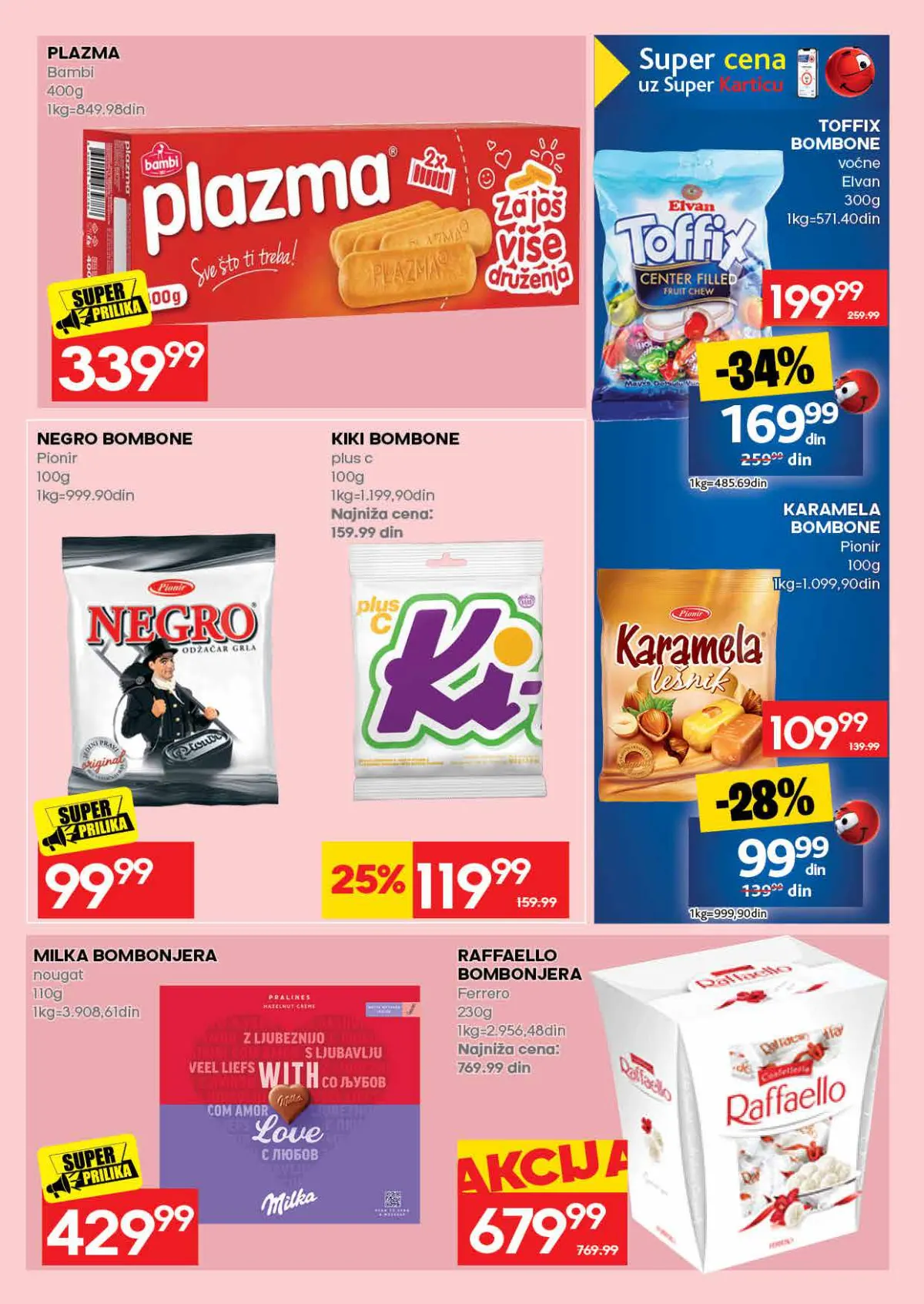 IDEA katalog strana 43 – Plazma, Negro bombone, Ki-Ki bombone, Milka i Raffaello