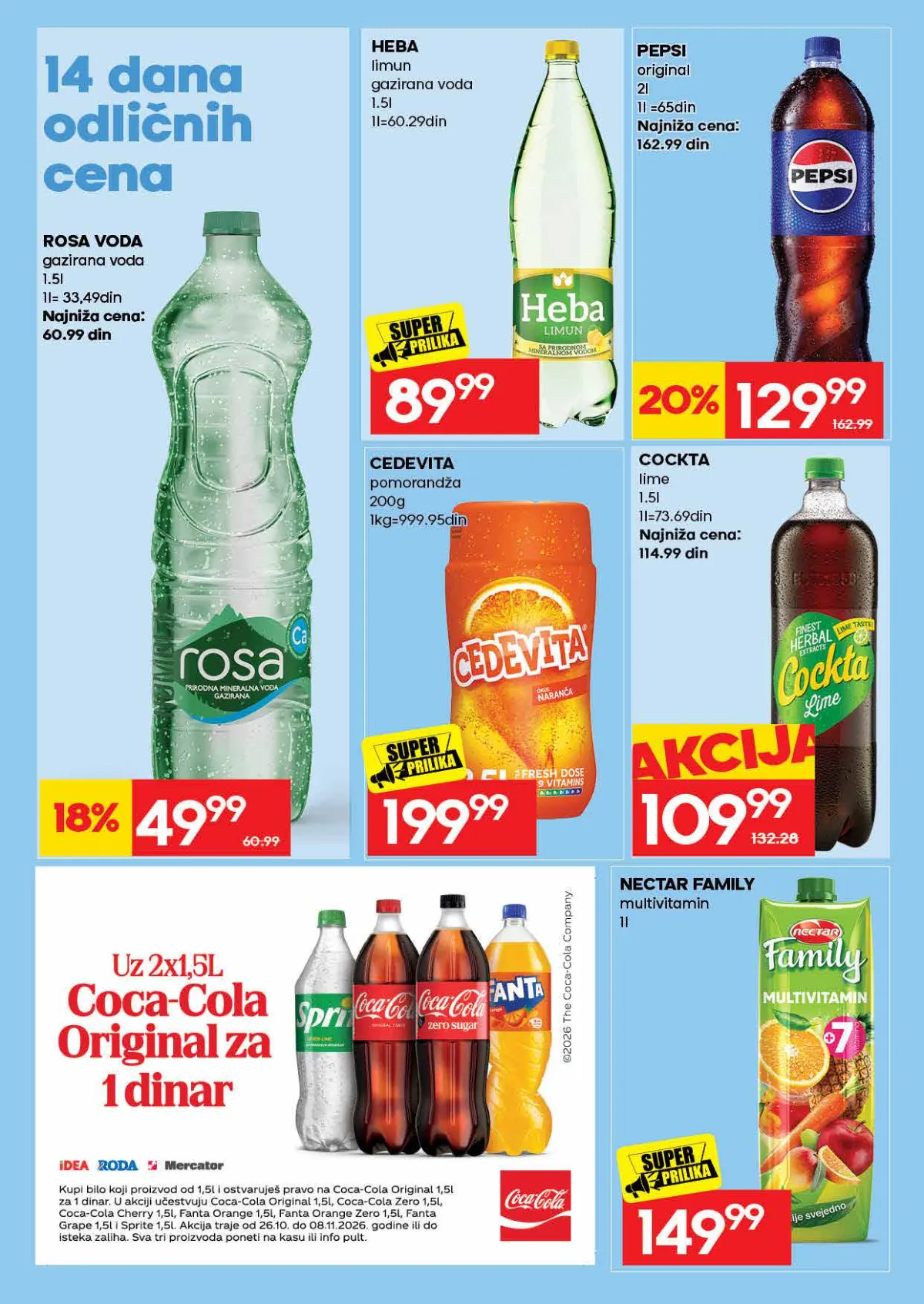 IDEA katalog strana 46 – Rosa i Heba voda, Pepsi, Cockta, Cedevita i sokovi