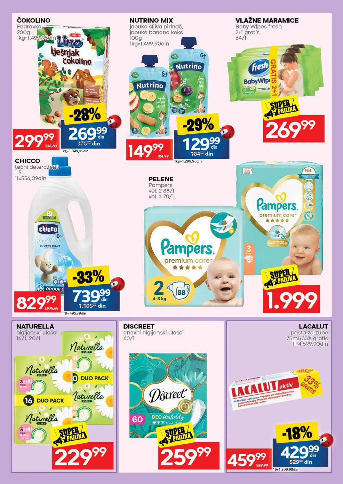 IDEA katalog strana 51 – Pampers pelene, vlažne maramice, Chicco, Naturella i Lacalut