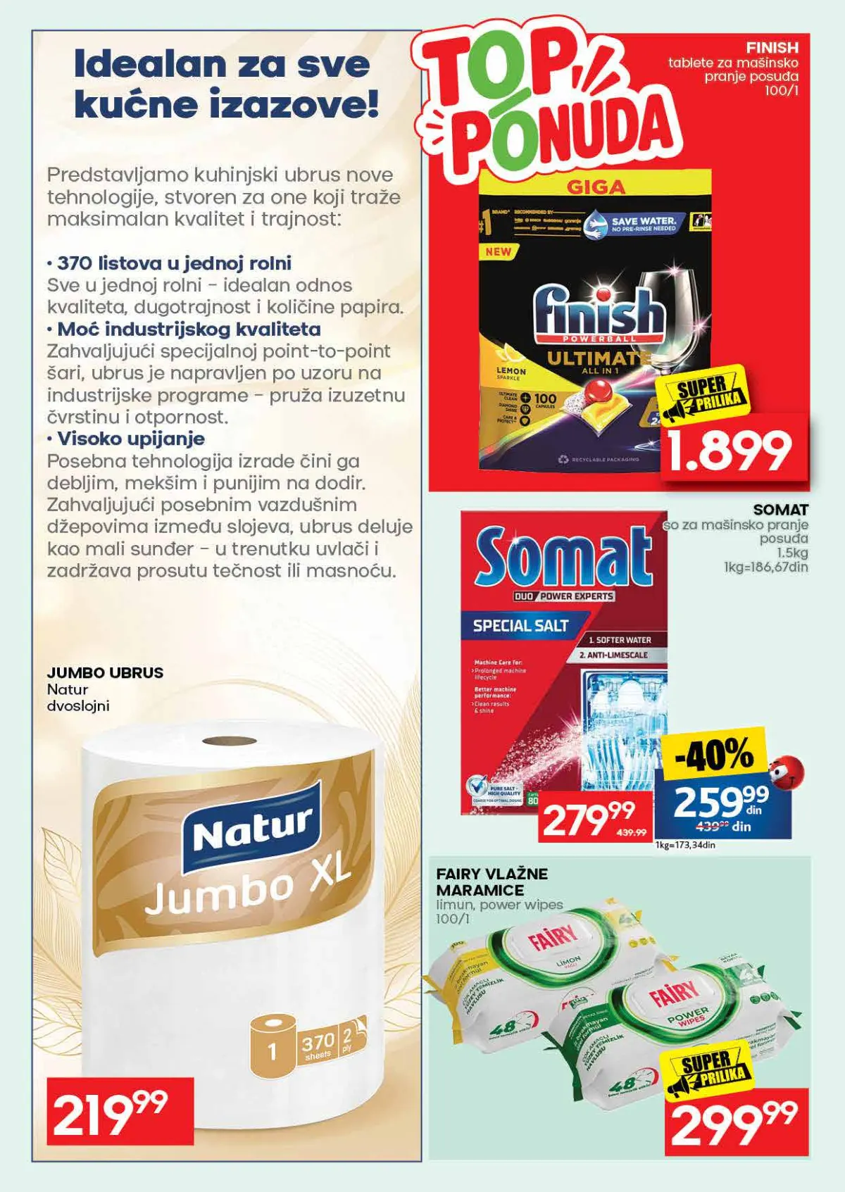 IDEA katalog strana 54 – Natur Jumbo ubrus, Finish tablete, Somat i Fairy maramice