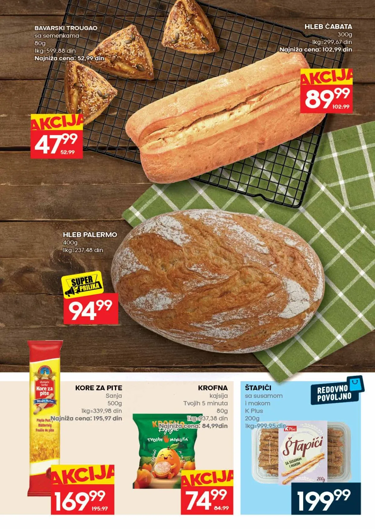 IDEA katalog strana 19 – bavarsko pecivo, ćabata, Palermo hleb, kore za pite, krofne i štapići.
