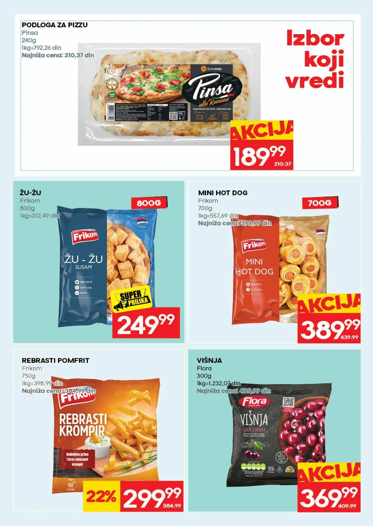 IDEA katalog strana 21 – podloga za picu, mini hot-dog, pomfrit i zamrznute višnje.