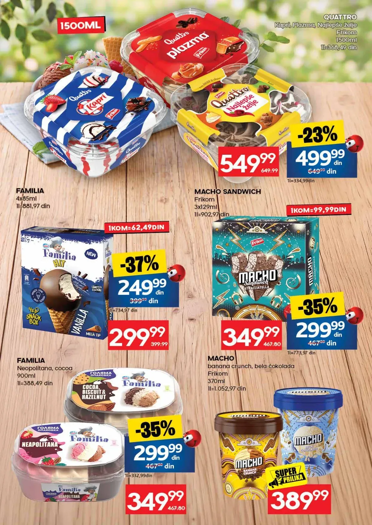 IDEA katalog strana 22 – Frikom Quattro, Macho i Familia sladoledi po sniženim cenama.
