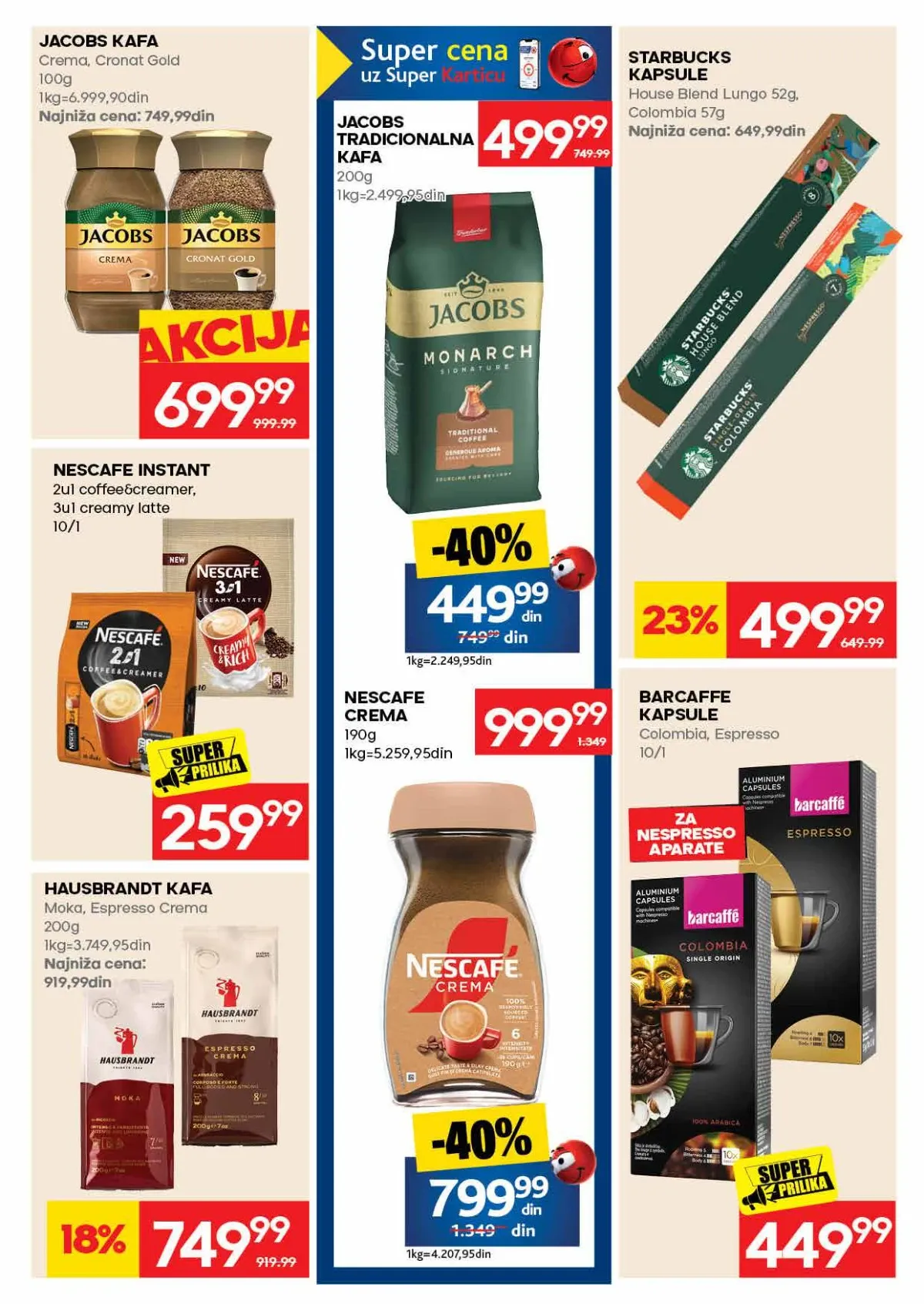 IDEA katalog strana 29 – Jacobs kafa, Nescafé instant kafa, Starbucks i Barcaffè kapsule.