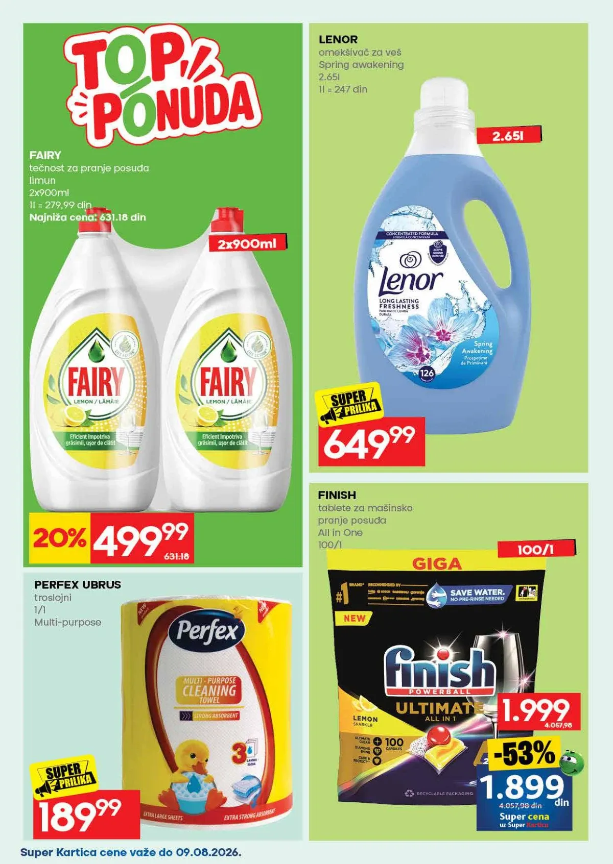 IDEA katalog strana 52 – Fairy, Lenor, Perfex i Finish proizvodi za pranje i održavanje domaćinstva.