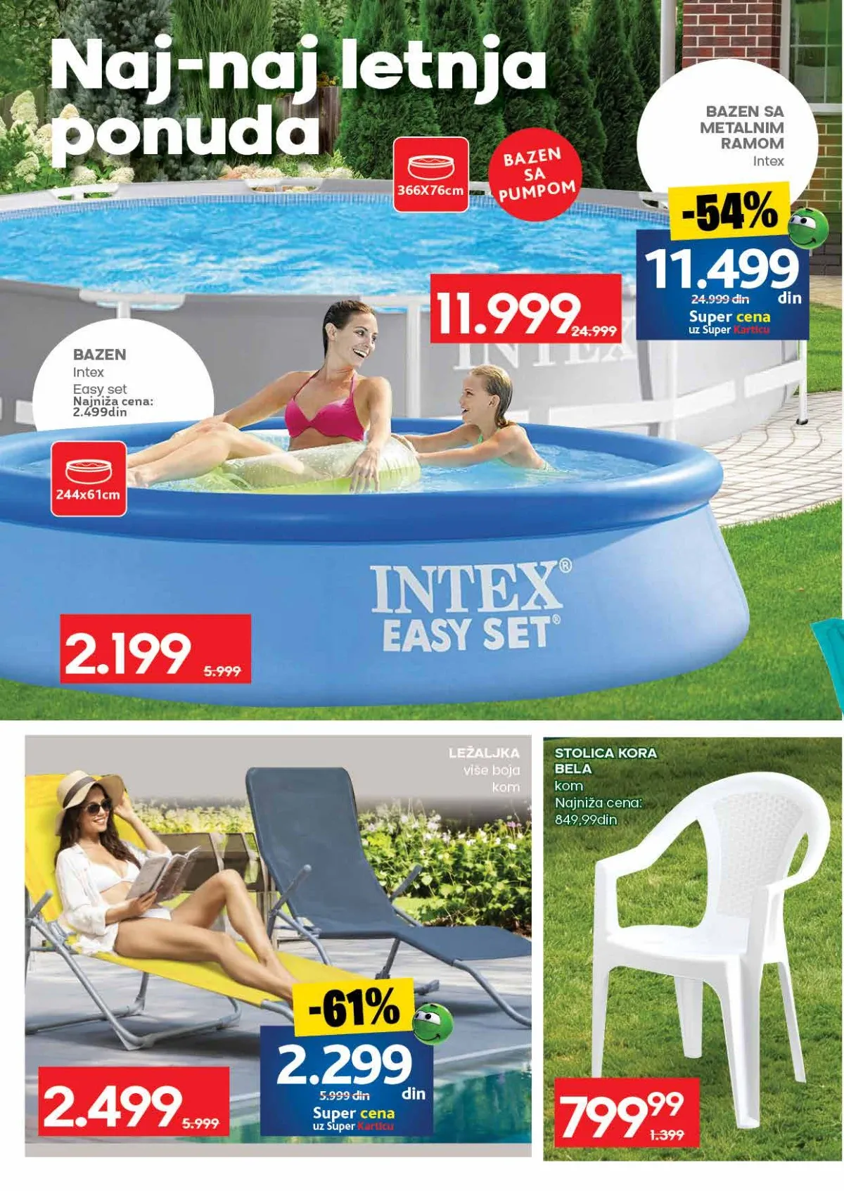 IDEA katalog strana 54 – Intex bazeni, ležaljka i baštenska stolica uz sezonske popuste.