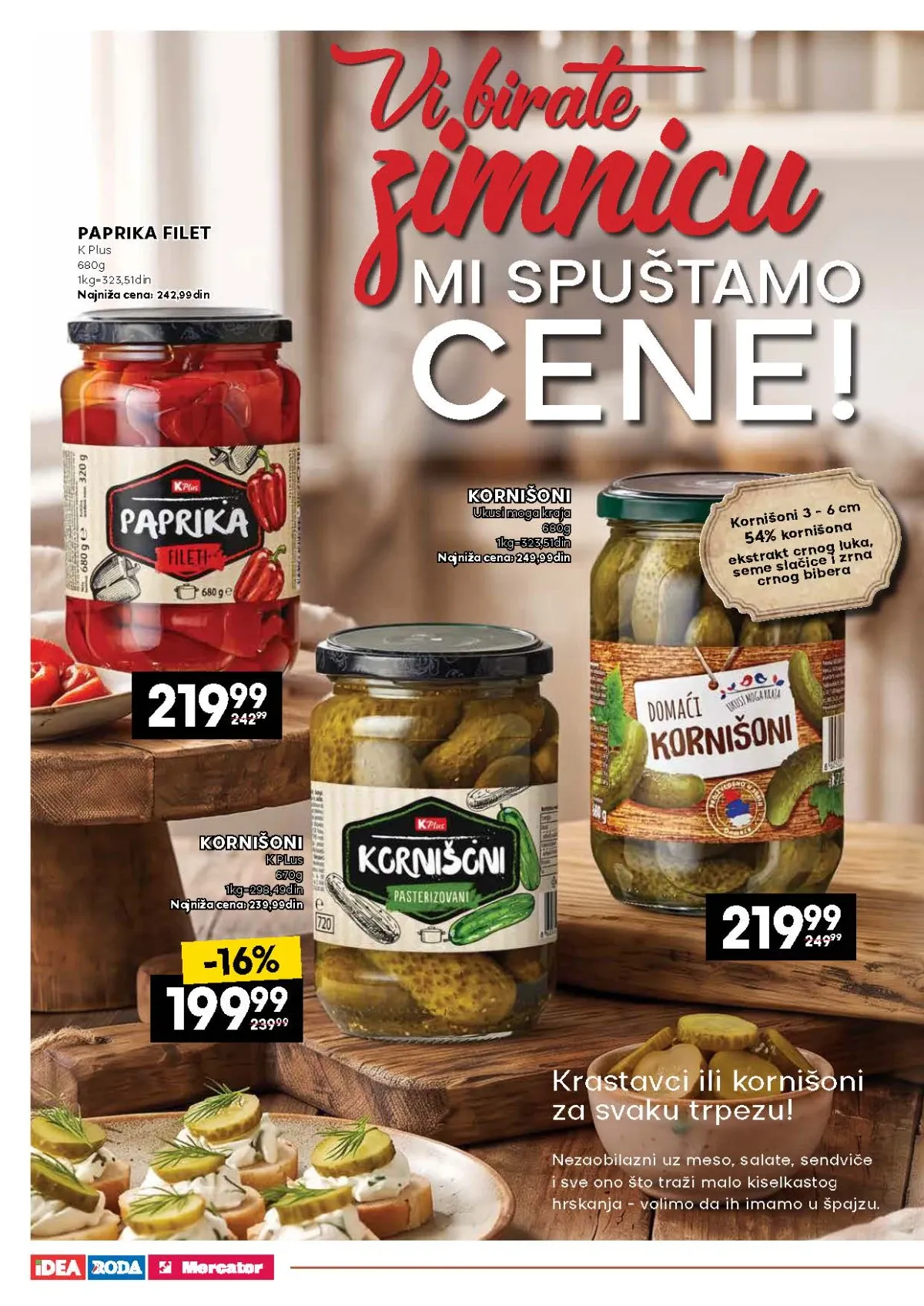 IDEA, Mercator i Roda katalog – paprika filet i kornišoni