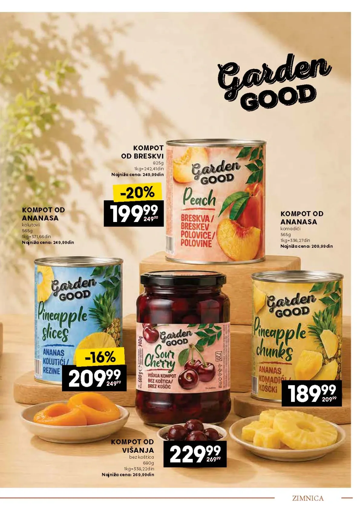 IDEA, Mercator i Roda katalog – kompoti od ananasa, breskve i višnje