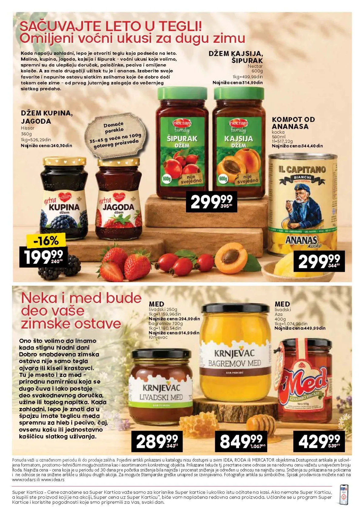 IDEA, Mercator i Roda katalog – džemovi, kompot i med