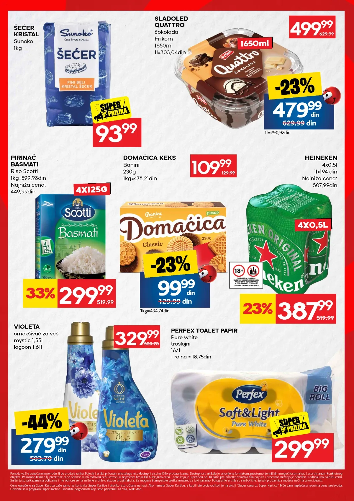 IDEA akcija do 13.09.2026. – Violeta omekšivač snižen 44%, Basmati pirinač 33% i druge NAJ-NAJ cene