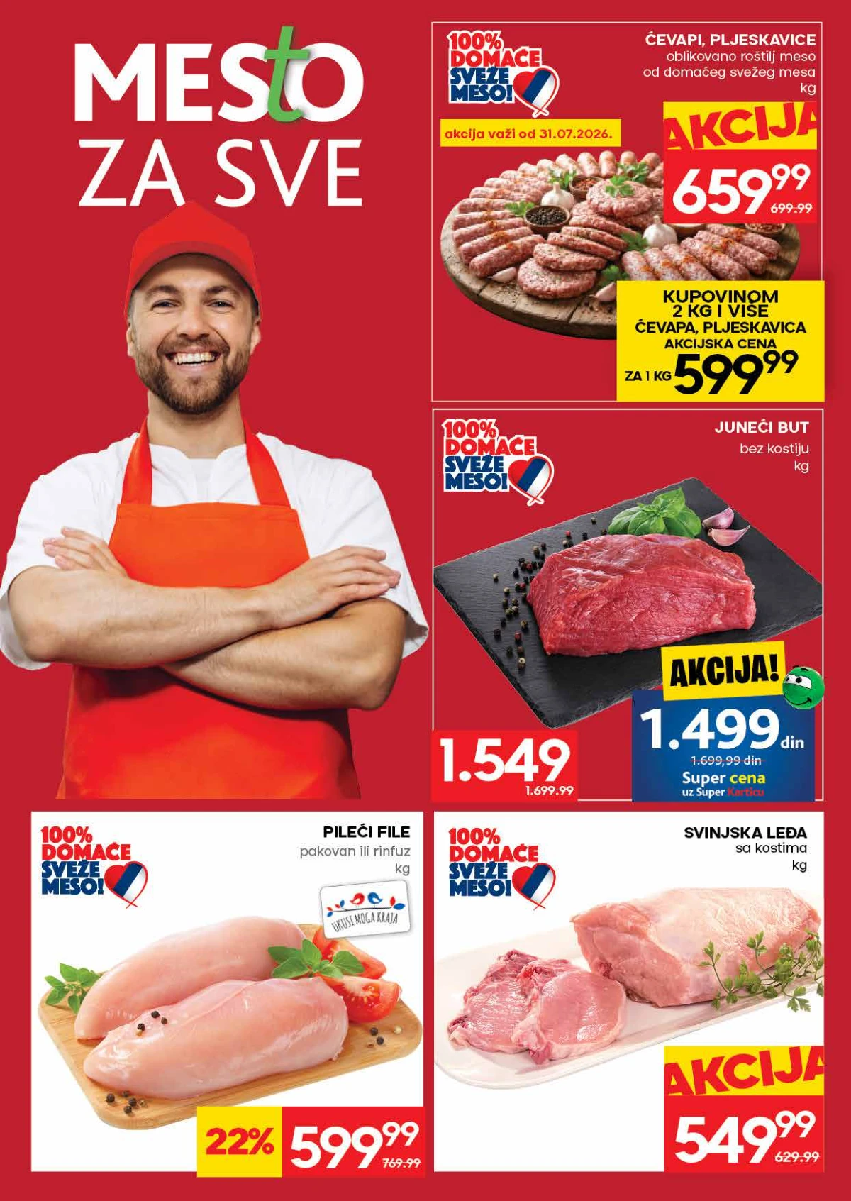 IDEA akcija strana 4 – ćevapi, pljeskavice, juneći but, pileći file i svinjska leđa po akcijskim cenama.