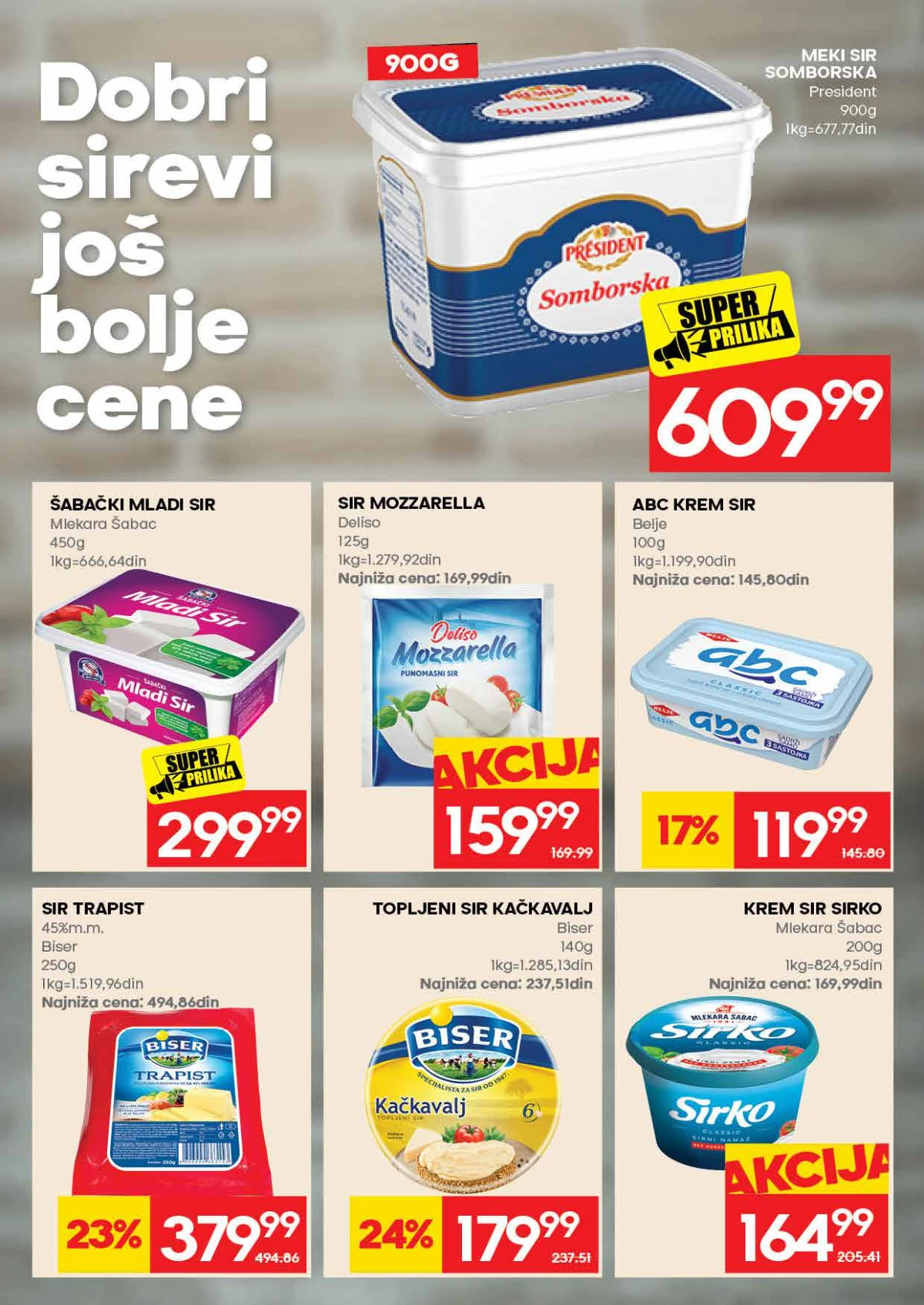 IDEA akcija strana 9 – mleko, jogurt, pavlaka, maslac, sirevi i mlečni proizvodi na sniženju.