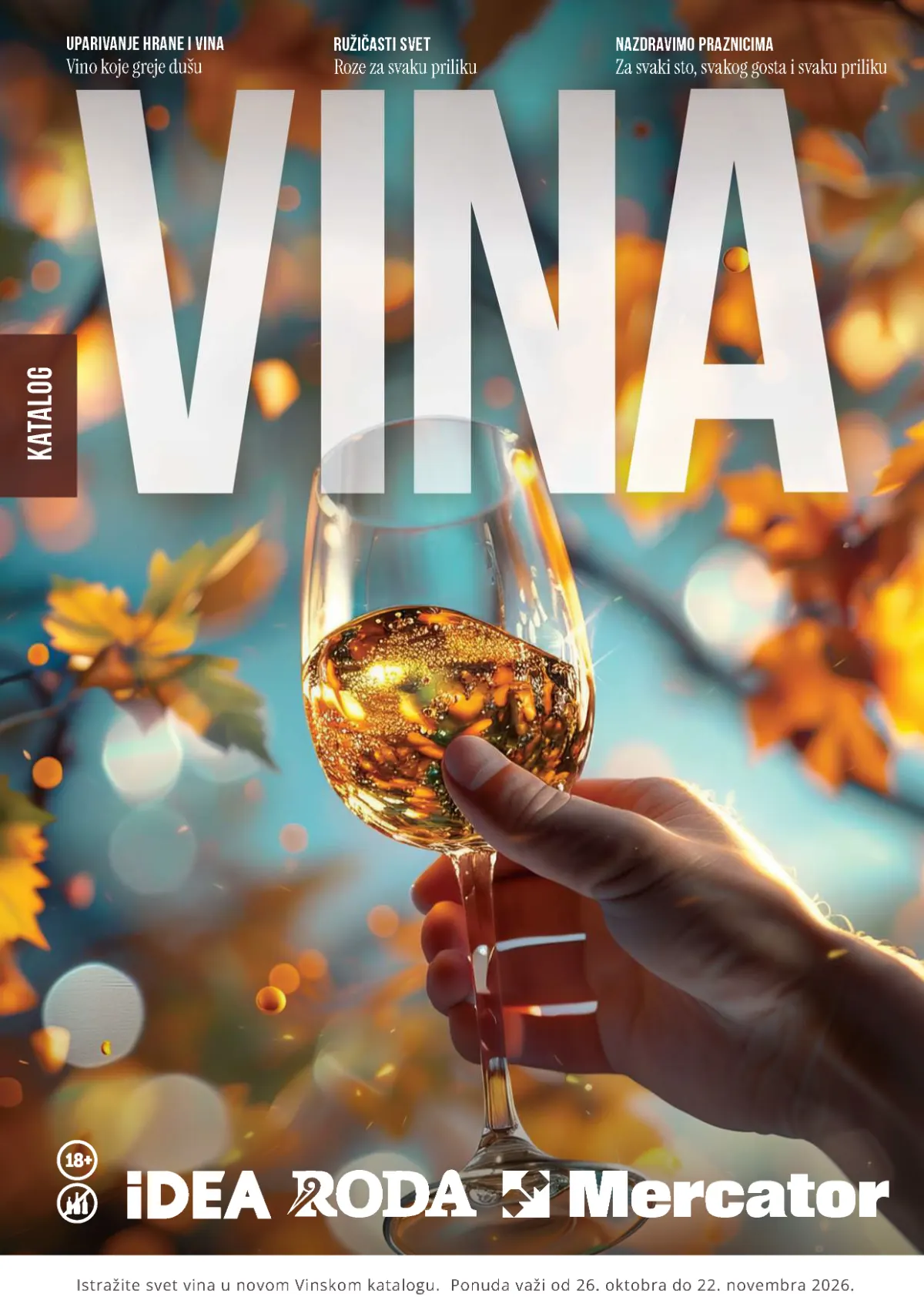 IDEA, Roda i Mercator Vinski katalog od 26.10. do 22.11.2026. – bela, crvena, roze i penušava vina po akcijskim cenama