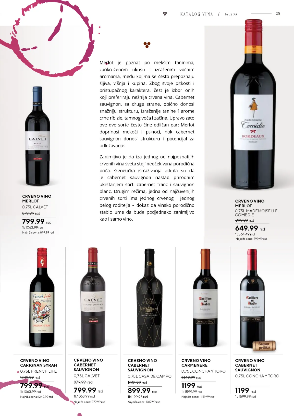 Vinski katalog – strana 25 od 36 Vinski katalog strana 25 – Merlot Calvet i izbor crvenih vina