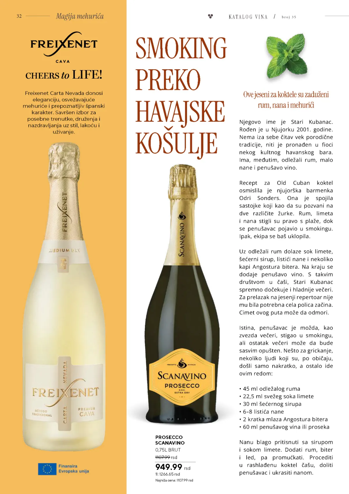 Vinski katalog – strana 32 od 36 Vinski katalog strana 32 – Prosecco Scanavino Brut i koktel recept