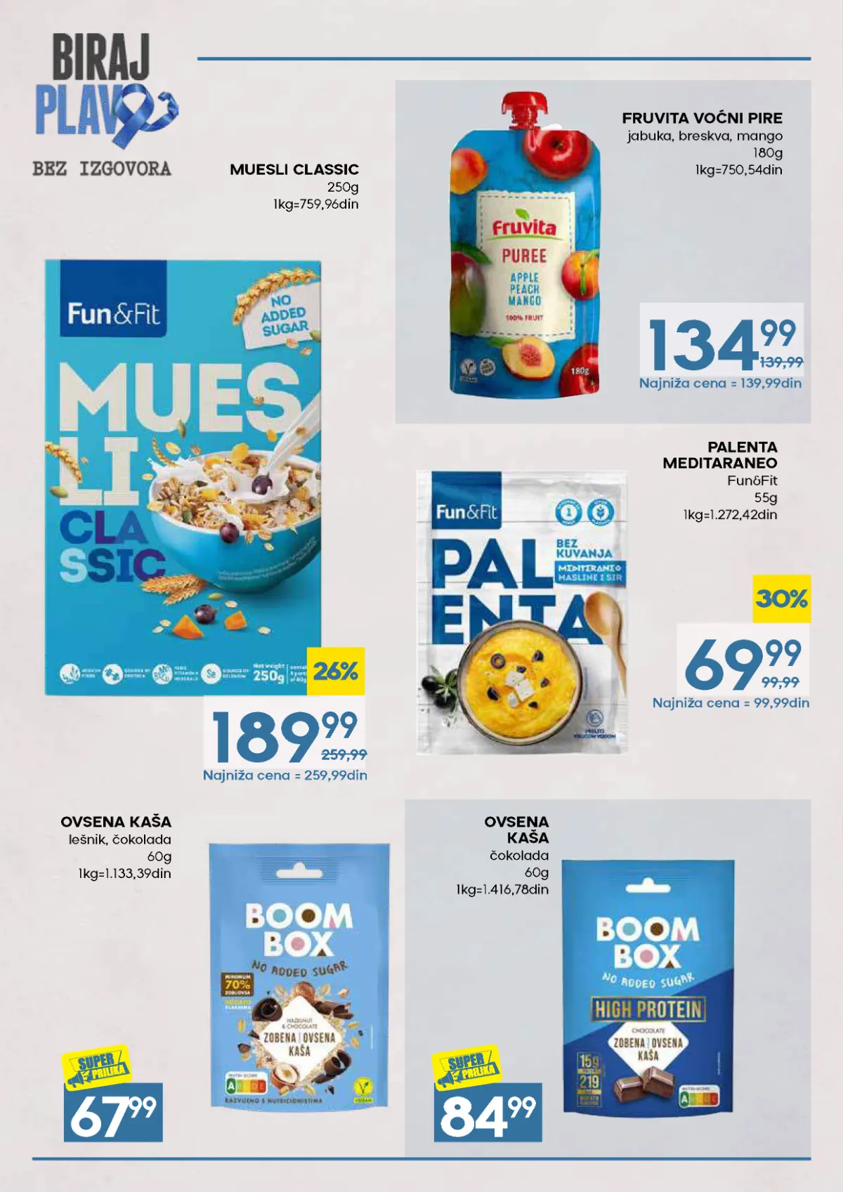 Biraj plavo – strana 10, Fun Fit musli, palenta i ovsene kaše