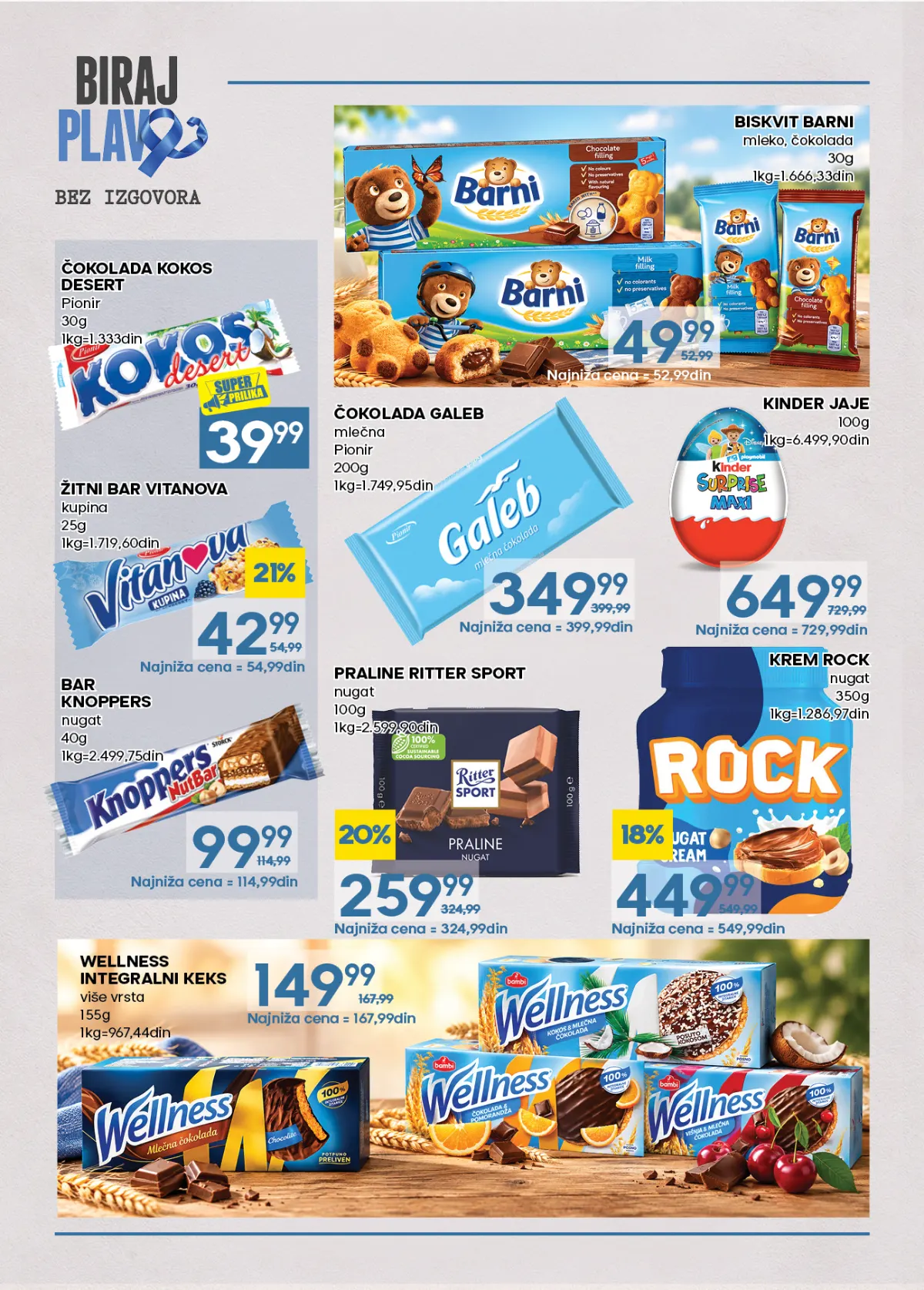Biraj plavo – strana 12, Galeb čokolada, Kinder jaje i Wellness keks