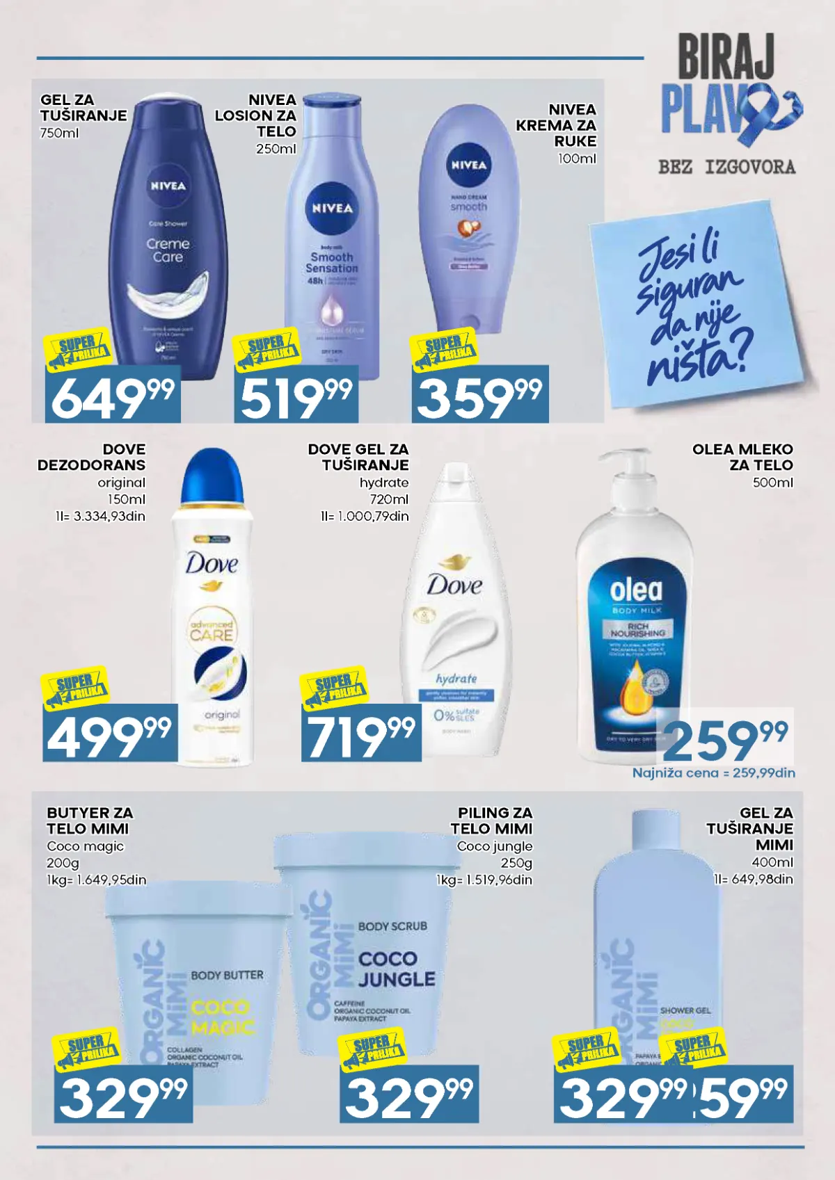 Biraj plavo – strana 19, Nivea gel za tuširanje i Olea mleko za telo