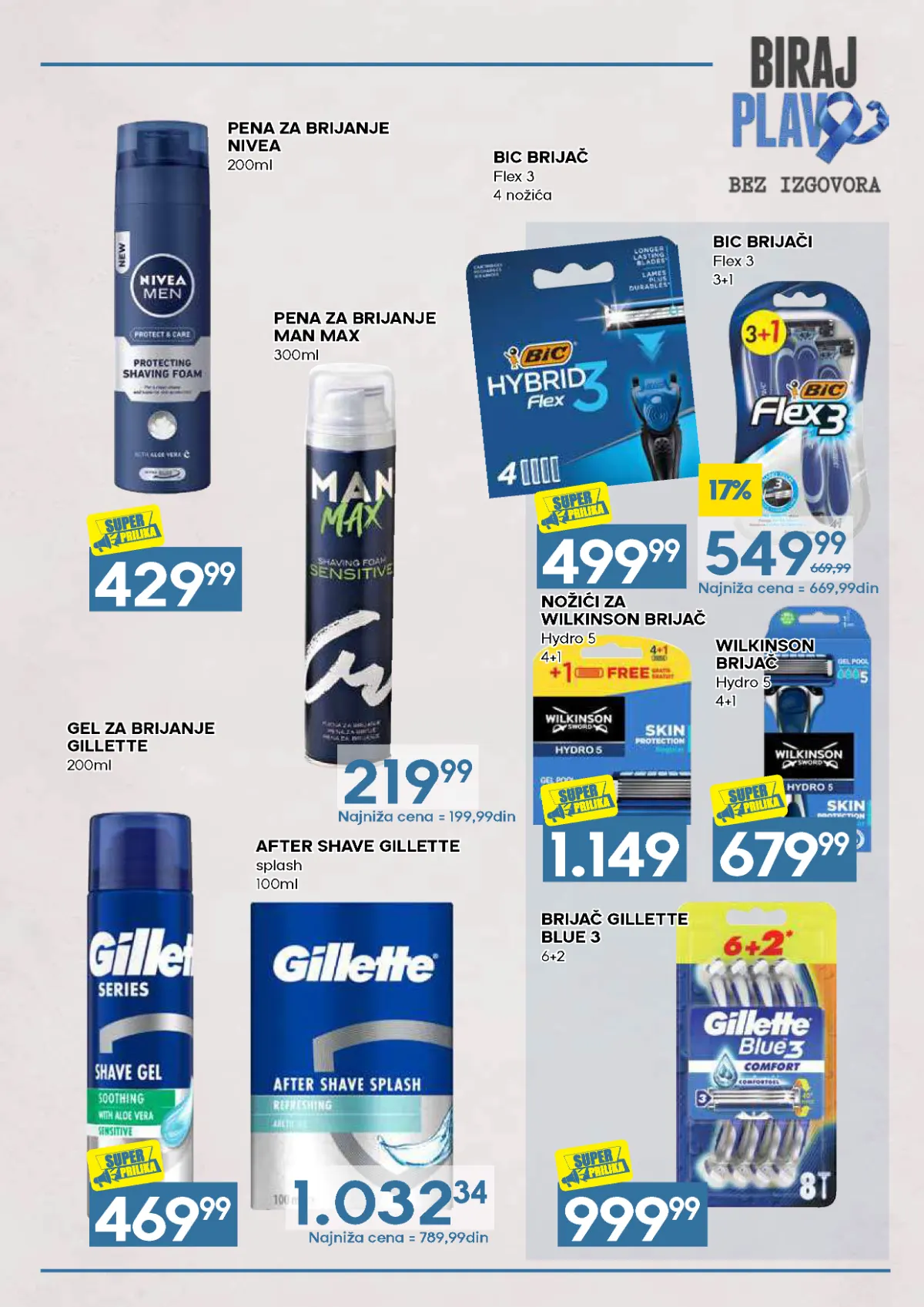 Biraj plavo – strana 23, Nivea pena, Gillette i Bic brijači