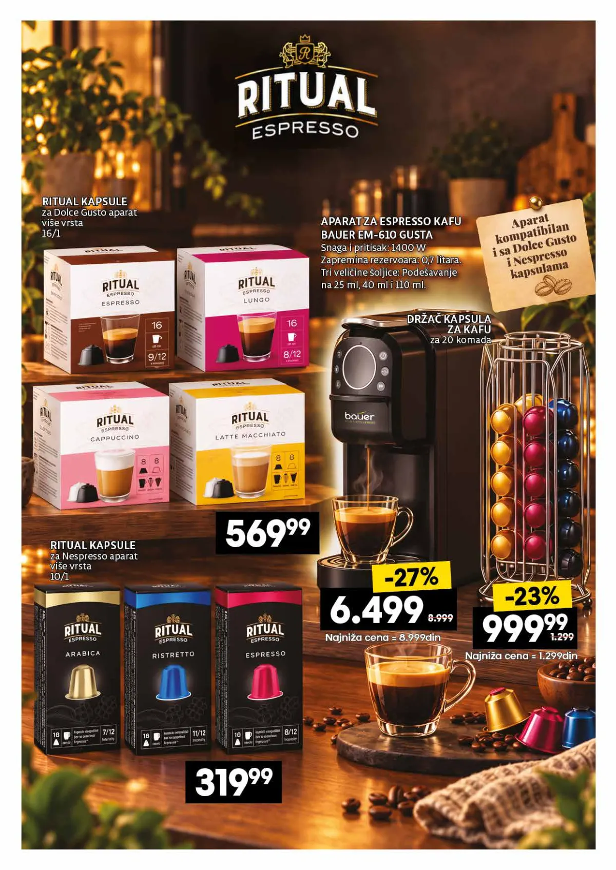 IDEA, Roda i Mercator katalog kafe 26.10–22.11.2026, strana 13 – Ritual kapsule i aparat za kafu