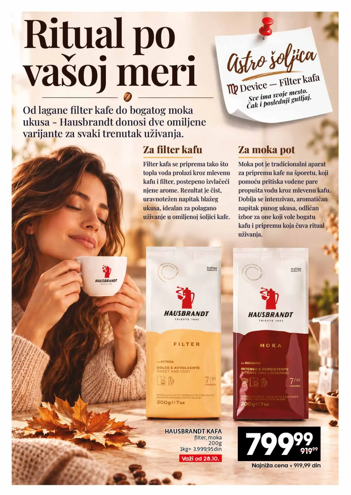 IDEA, Roda i Mercator katalog kafe 26.10–22.11.2026, strana 22 – Hausbrandt filter i moka kafa