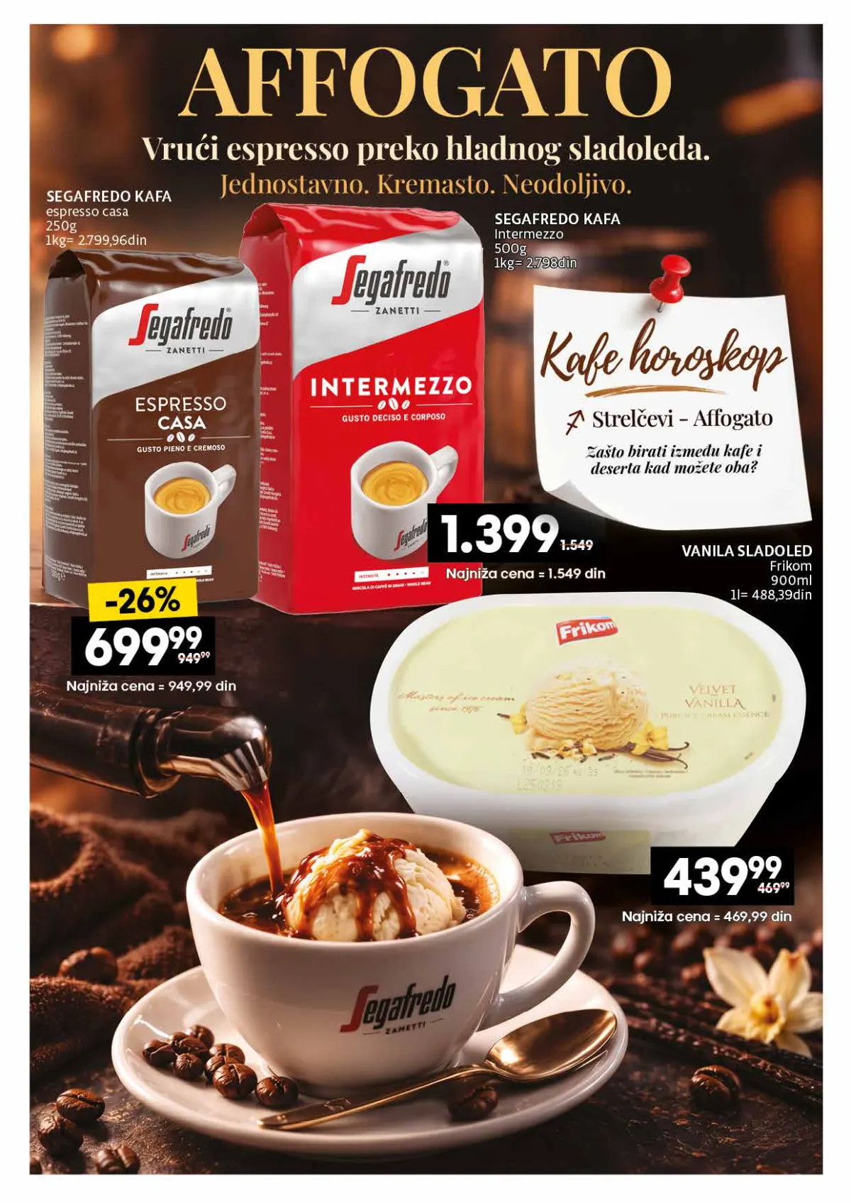 IDEA, Roda i Mercator katalog kafe 26.10–22.11.2026, strana 23 – Segafredo i affogato