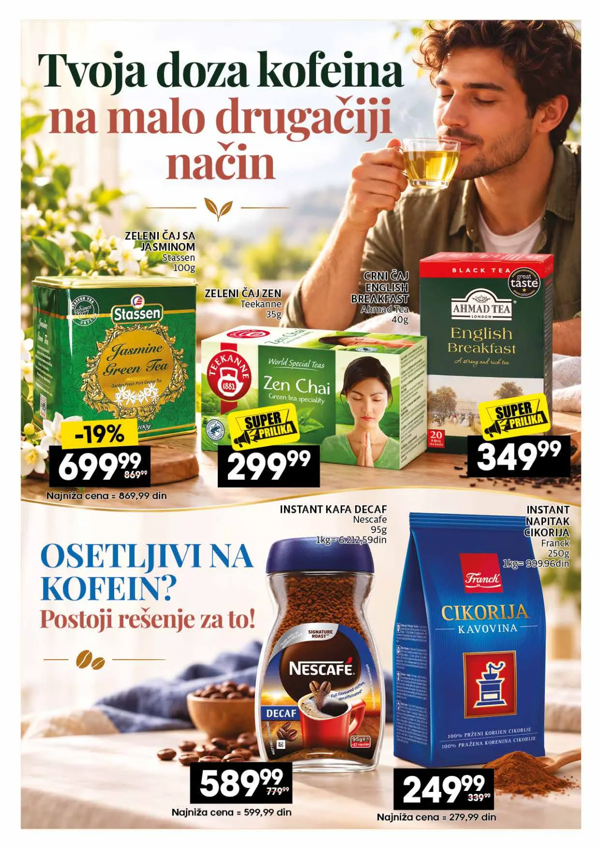 IDEA, Roda i Mercator katalog kafe 26.10–22.11.2026, strana 31 – Zeleni čaj, biljni čaj i kafa bez kofeina