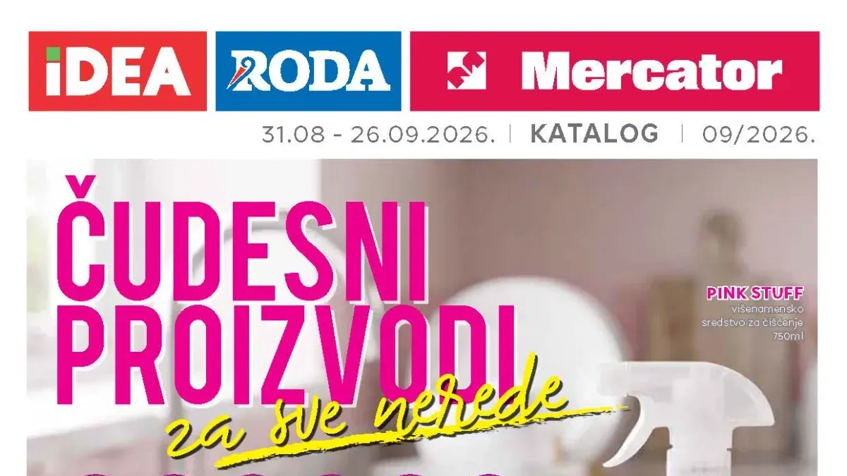 IDEA, Roda i Mercator katalog neprehrane do 26.09.2026. sa akcijama na sredstva za pranje, čišćenje, negu i proizvode za domaćinstvo