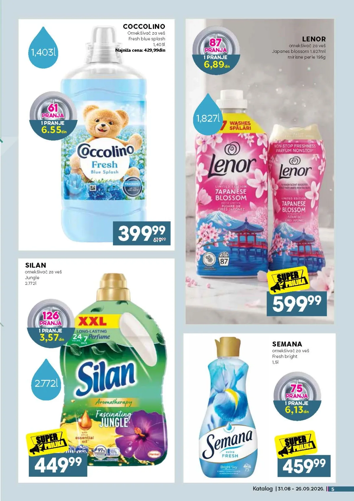 Coccolino, Silan, Lenor i Semana omekšivači na akciji