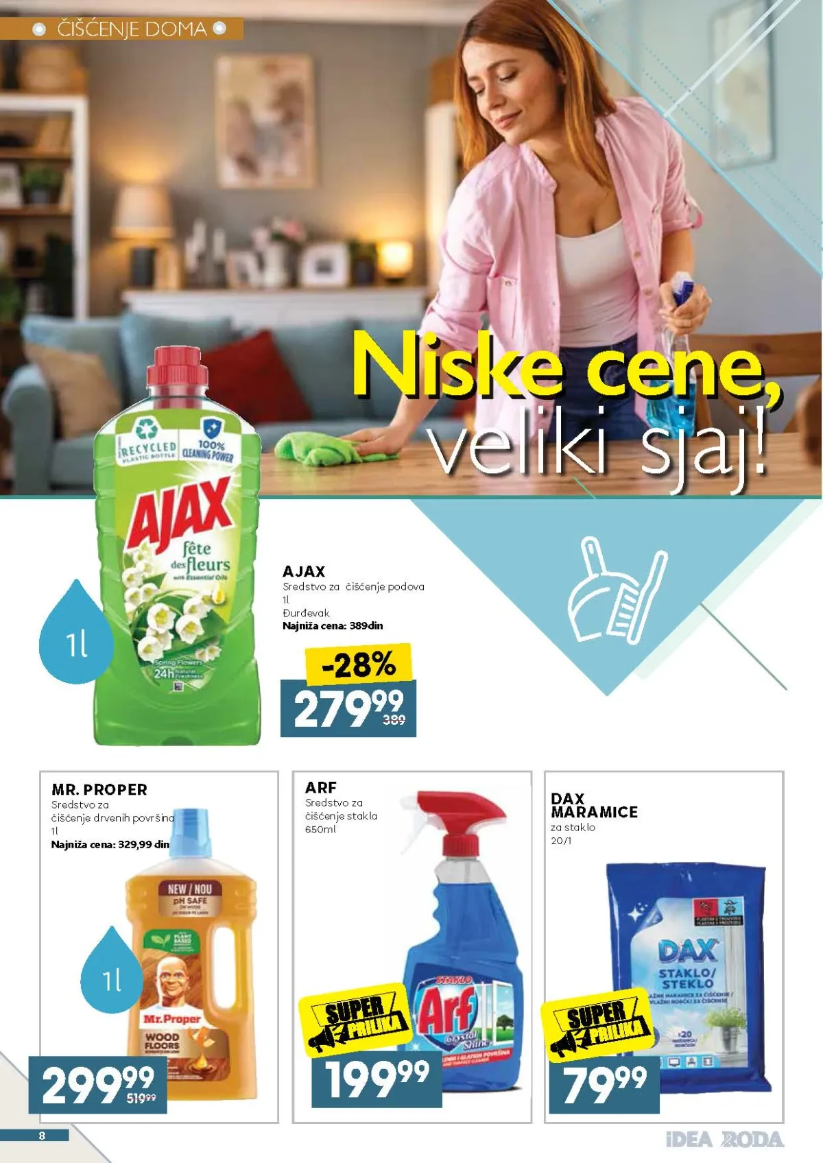 Ajax, Mr Proper, Arf i Dax sredstva za čišćenje doma na akciji