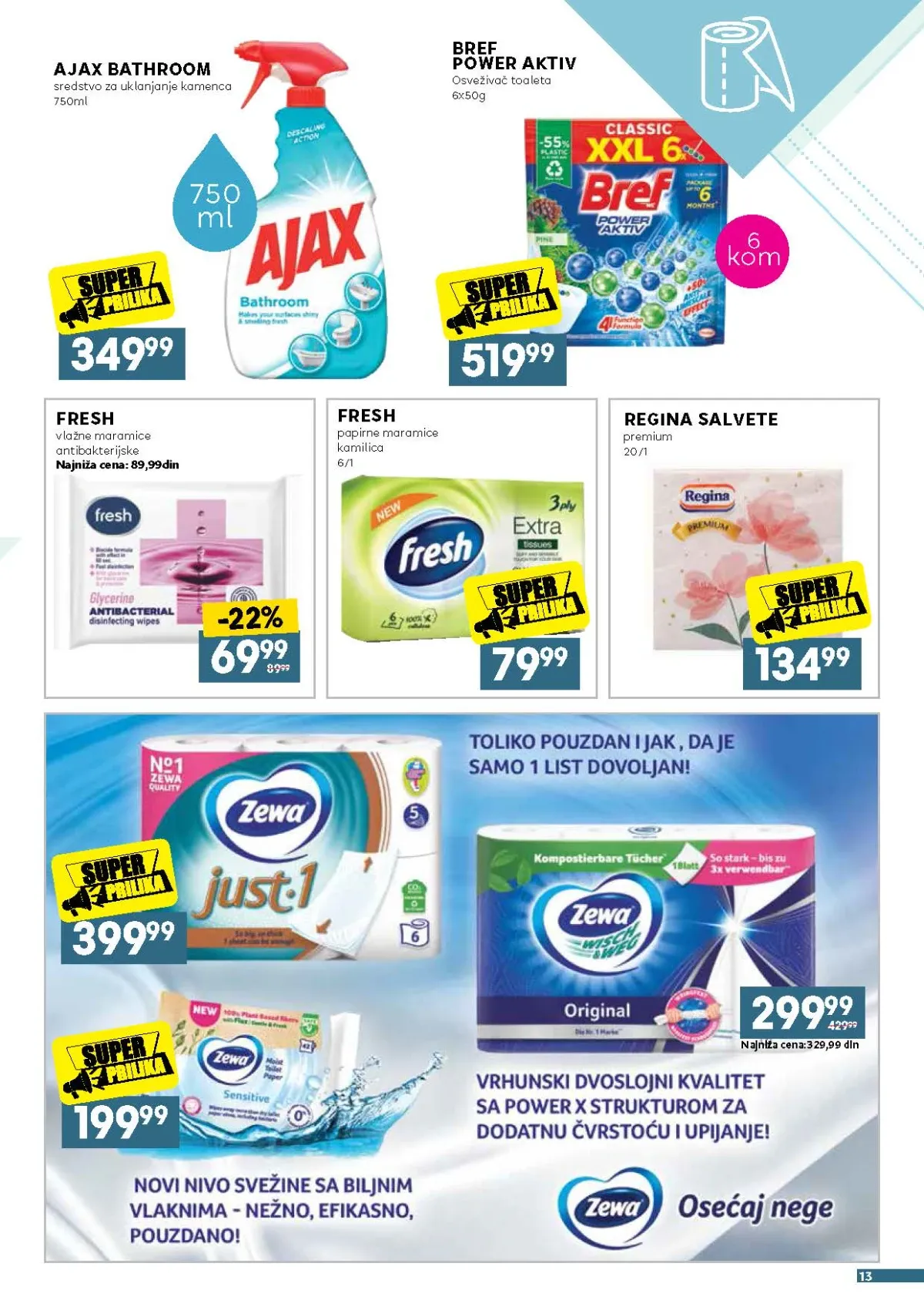 Bref, Ajax i Fresh proizvodi za kupatilo i higijenu na akciji