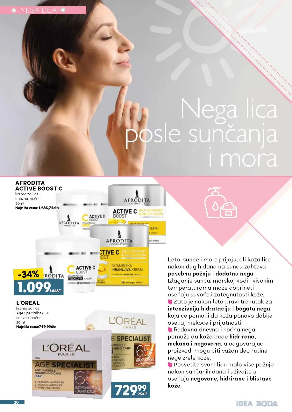 Afrodita Active Boost C i L'Oreal Age Specialist kreme za lice na akciji