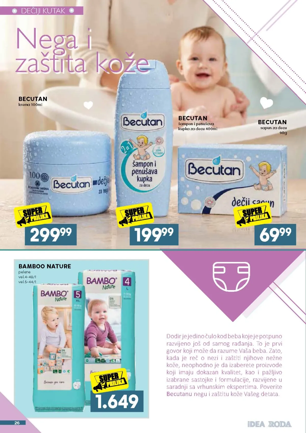 Becutan proizvodi za bebe i Bamboo Nature pelene na akciji