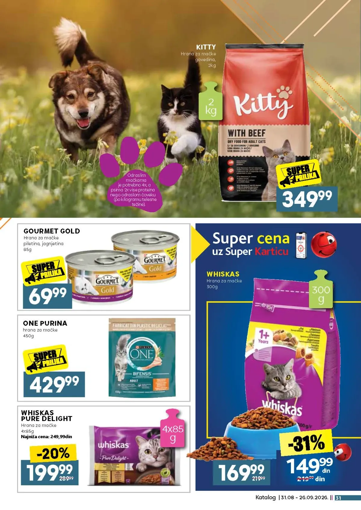 Whiskas, Purina One, Gourmet Gold i Kitty hrana za mačke na akciji