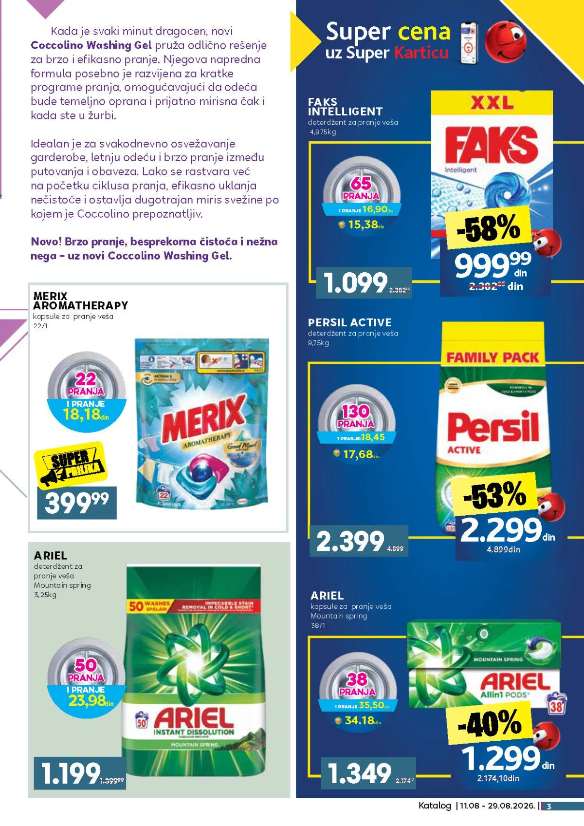 IDEA, Roda i Mercator katalog do 29.08.2026. – FAKS Intelligent, Persil Active, Ariel i Merix na akciji