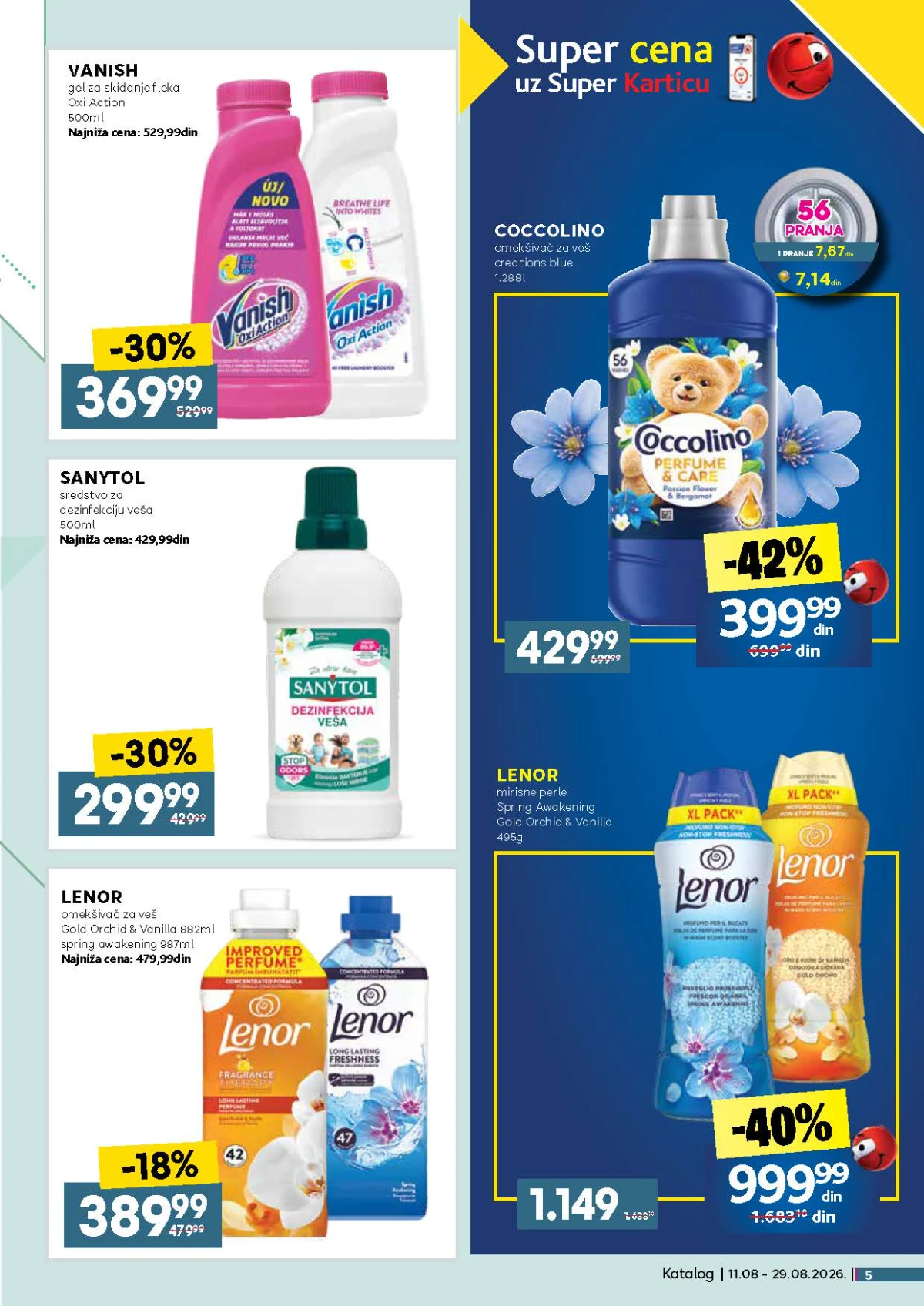 IDEA, Roda i Mercator katalog do 29.08.2026. – Coccolino, Lenor, Vanish i Sanytol po sniženim cenama