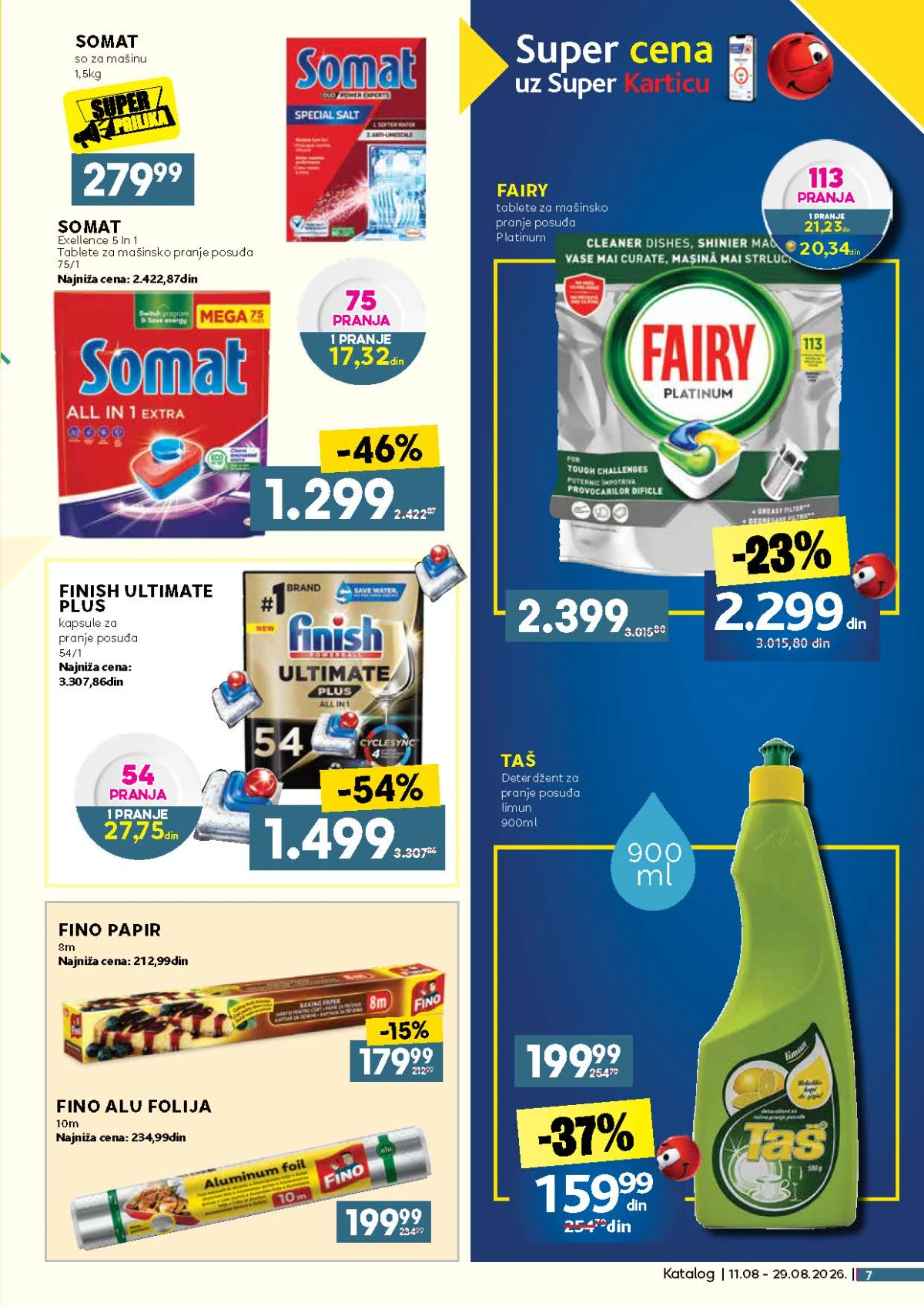 IDEA, Roda i Mercator katalog do 29.08.2026. – Finish Ultimate Plus, Somat i Fairy proizvodi za pranje posuđa