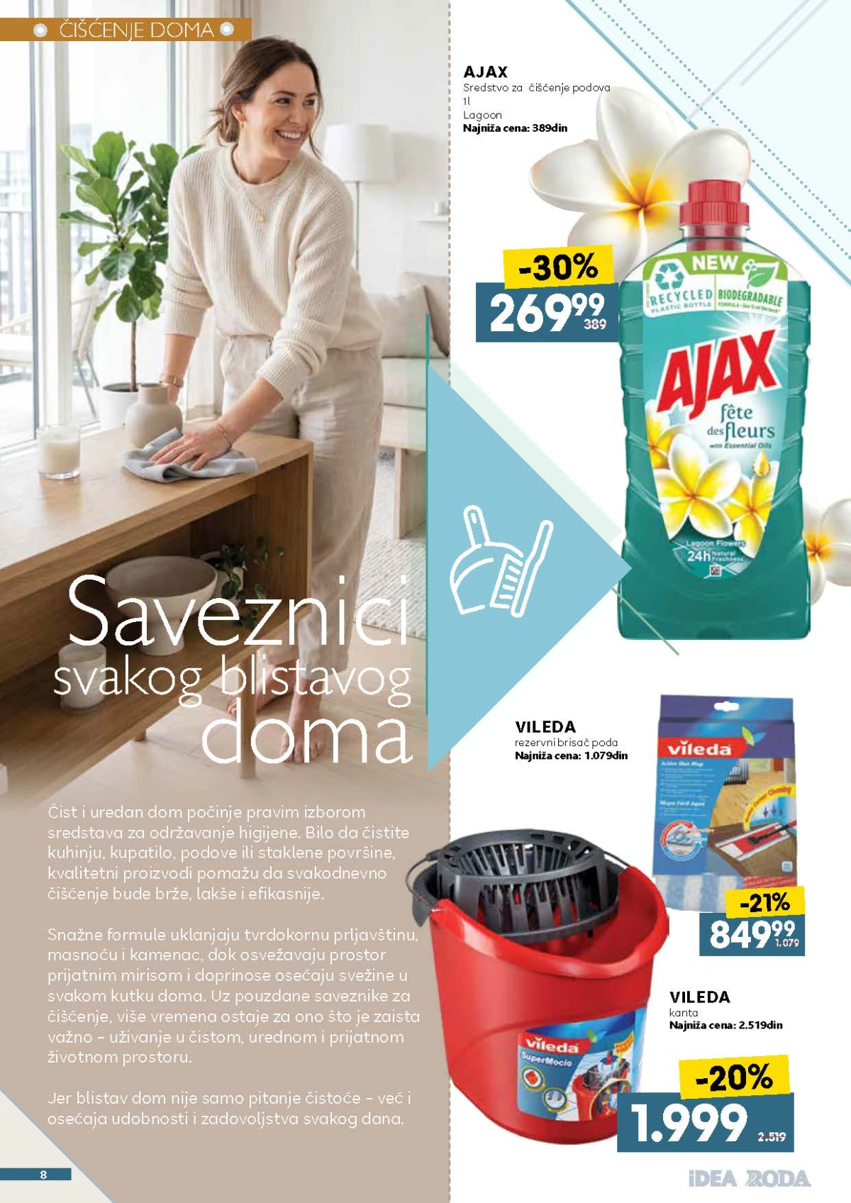 IDEA, Roda i Mercator katalog do 29.08.2026. – Ajax sredstvo za podove i Vileda program za čišćenje doma