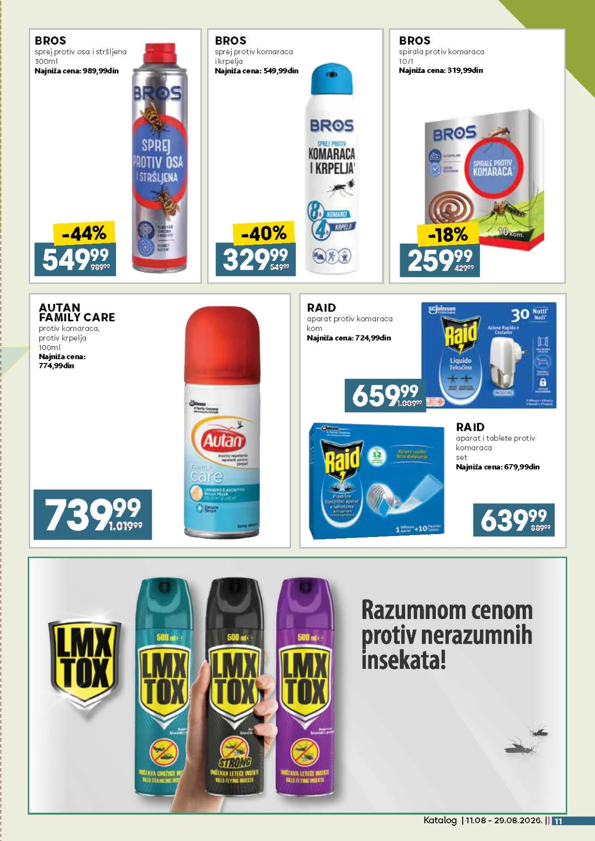 IDEA, Roda i Mercator katalog do 29.08.2026. – BROS, Raid i Autan proizvodi protiv komaraca, krpelja, osa i stršljena